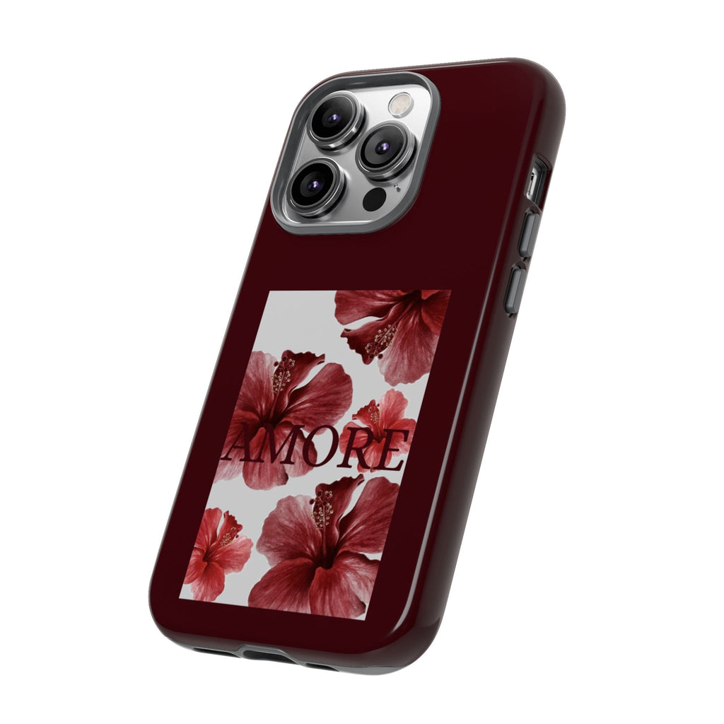 Amore Floral Phone Case — Burgundy Tough Protective Cover
