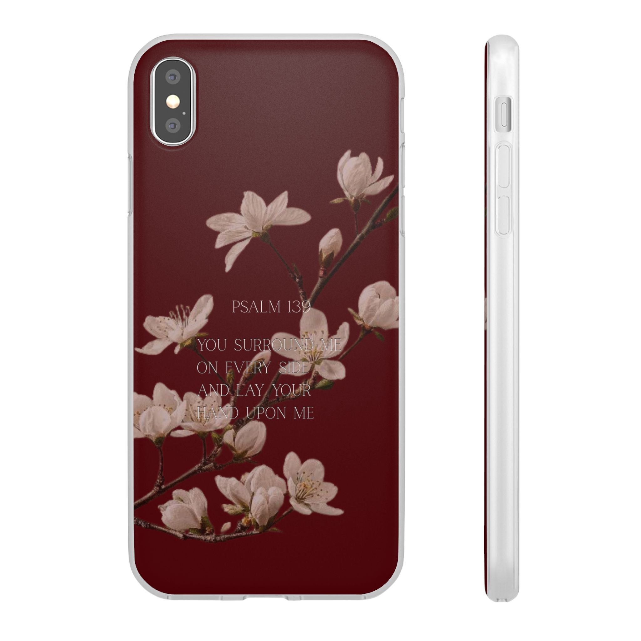 Floral Psalm Phone Case — Psalm 139 Scripture Cherry Blossom iPhone Cover