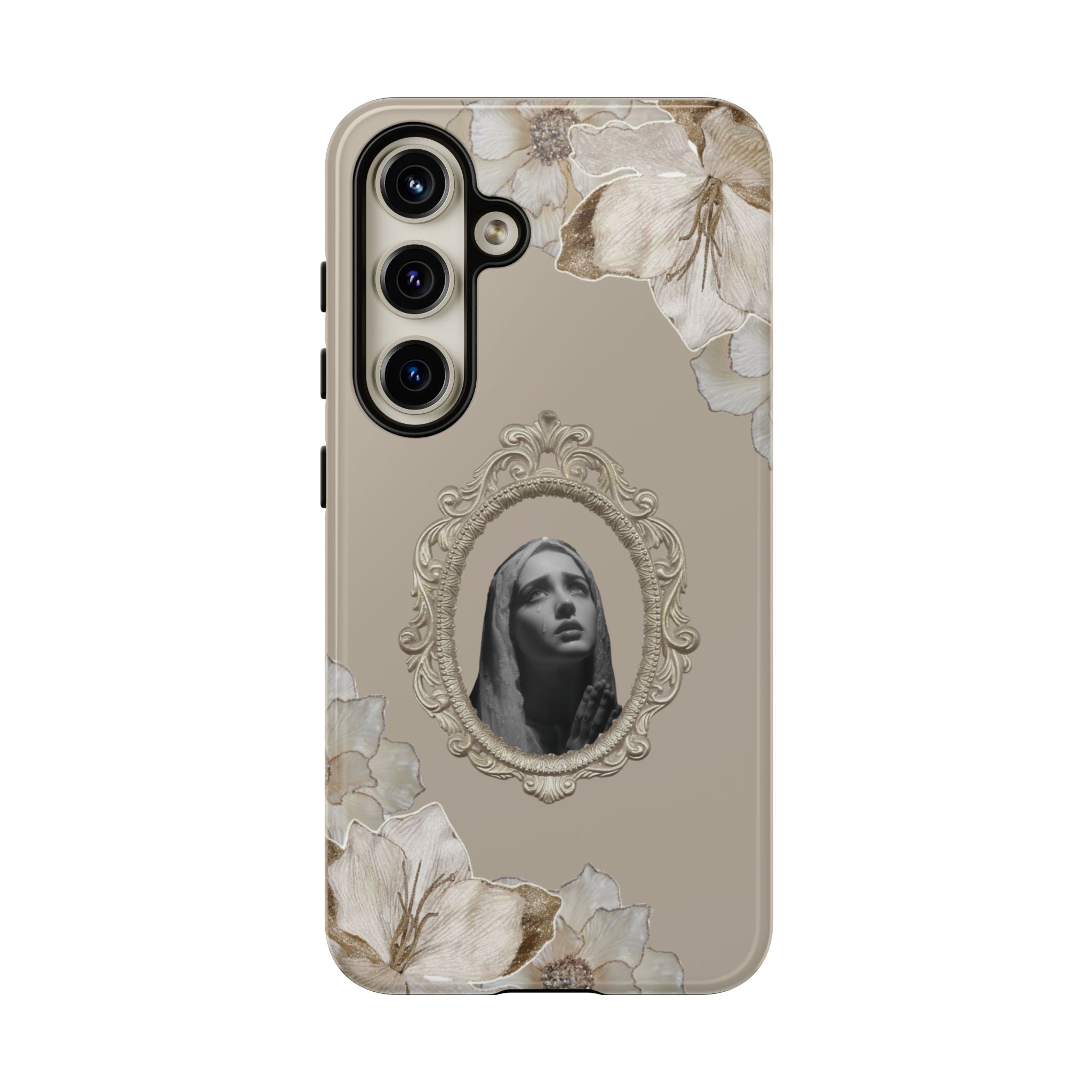 Vintage Floral Phone Case with Sacred Madonna Portrait