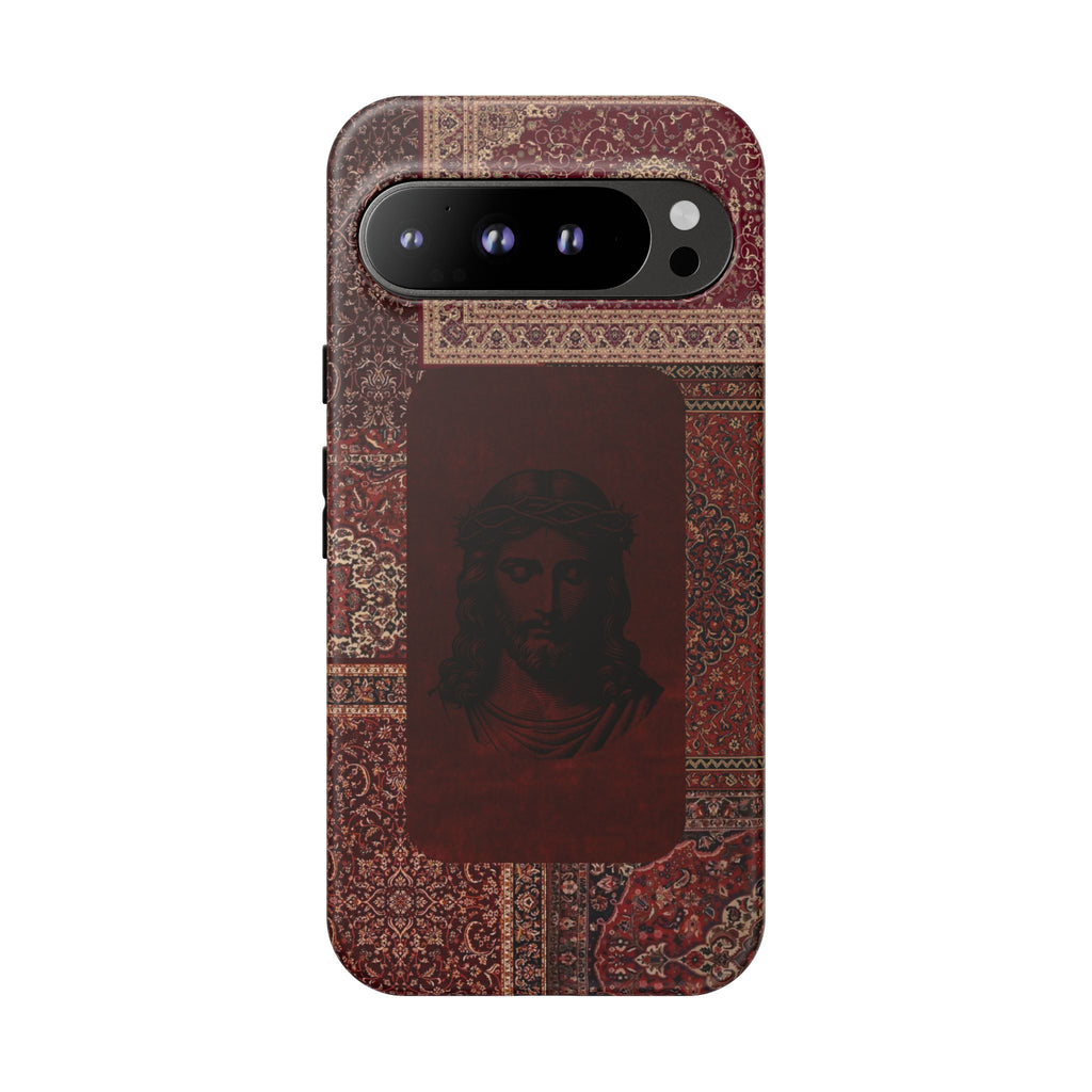Religious Vintage Rug Phone Case — Jesus Portrait Tough Case