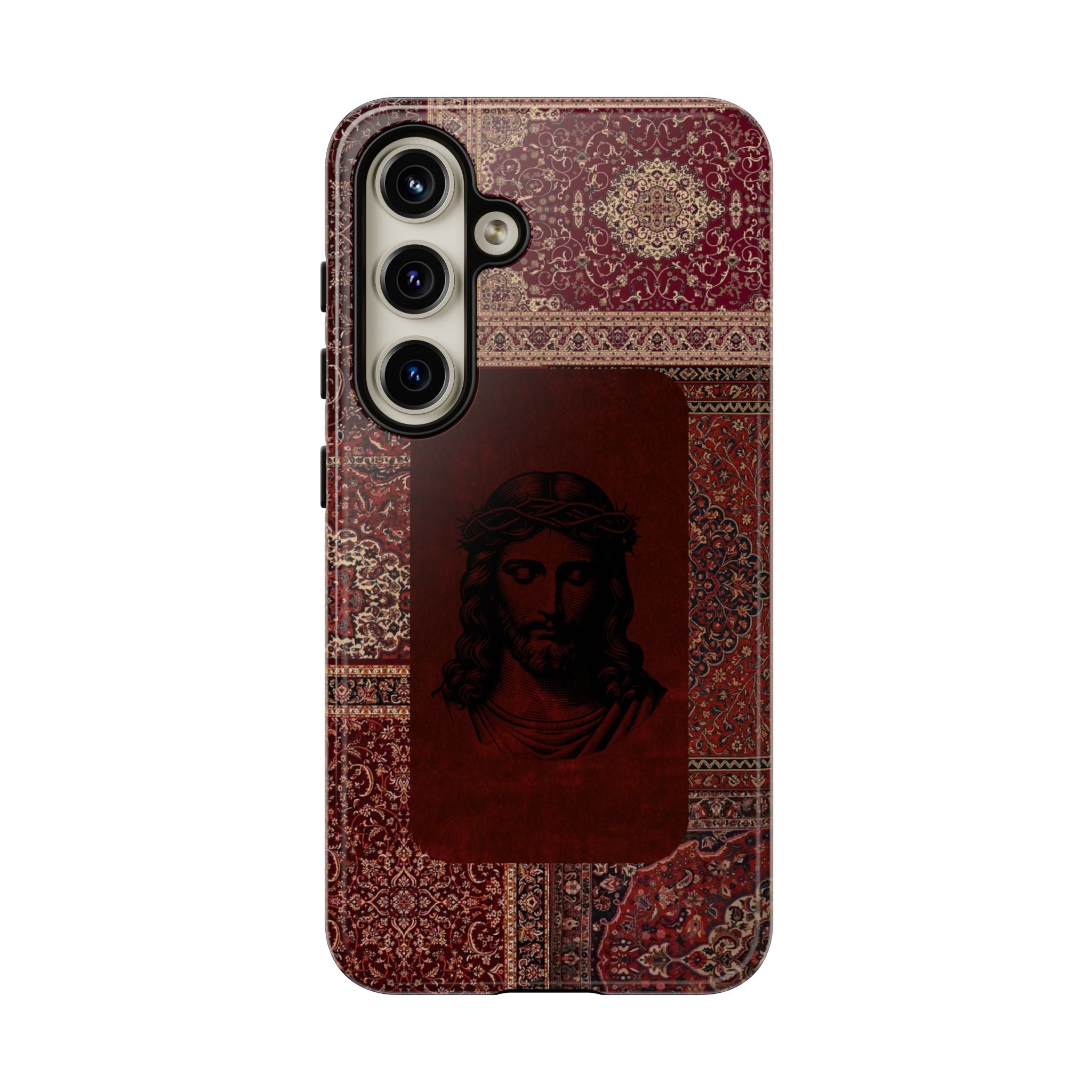Religious Vintage Rug Phone Case — Jesus Portrait Tough Case