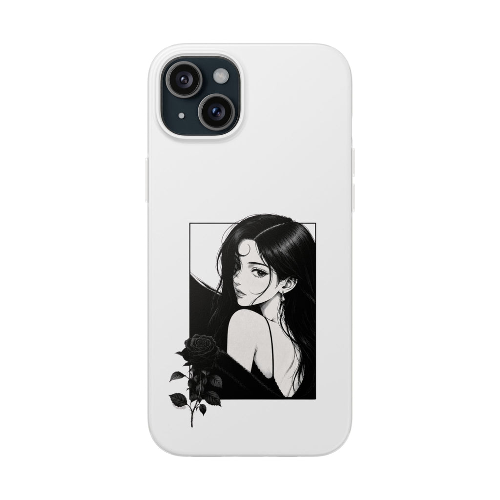 Anime Girl Noir Black Rose Illustration Flexi Case
