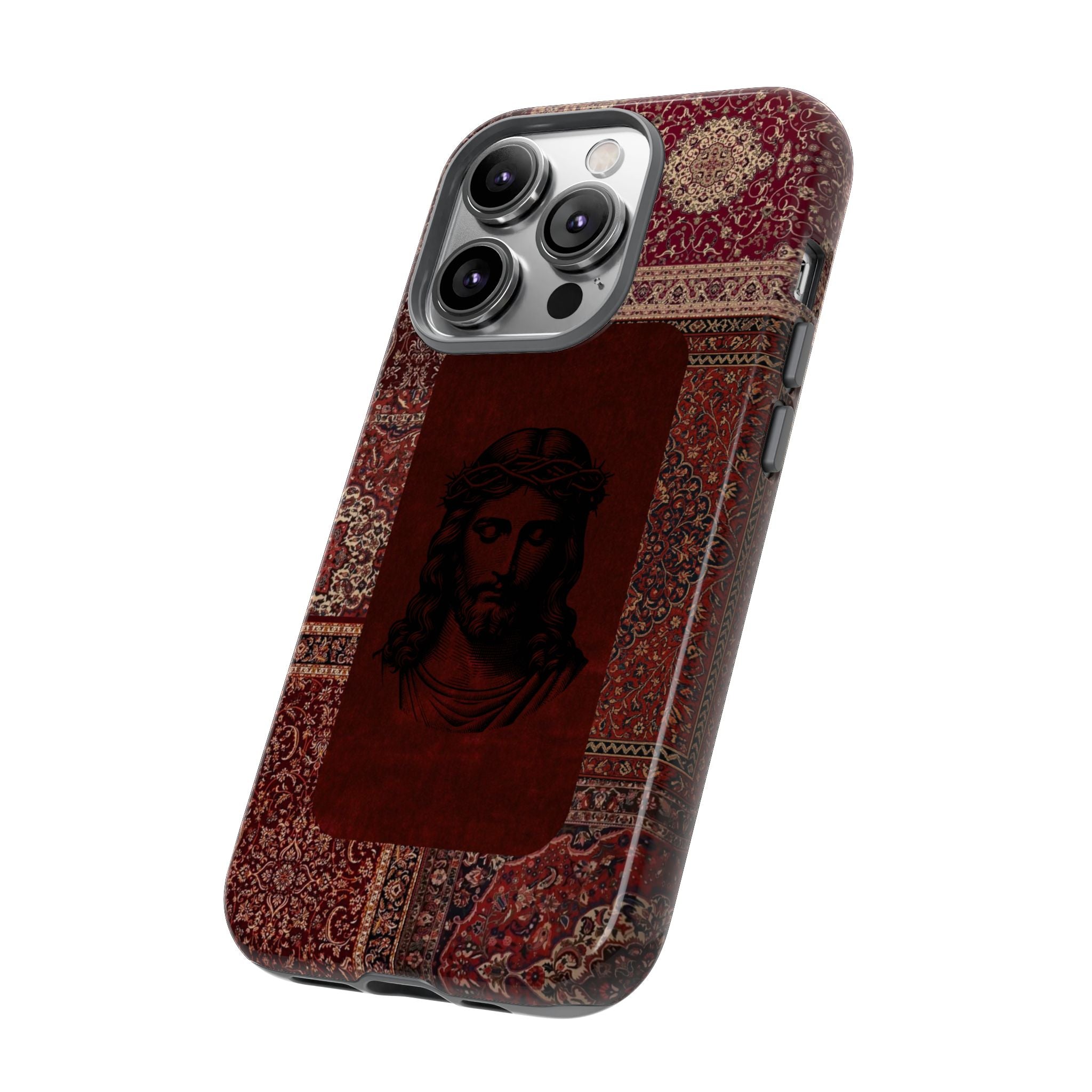 Religious Vintage Rug Phone Case — Jesus Portrait Tough Case