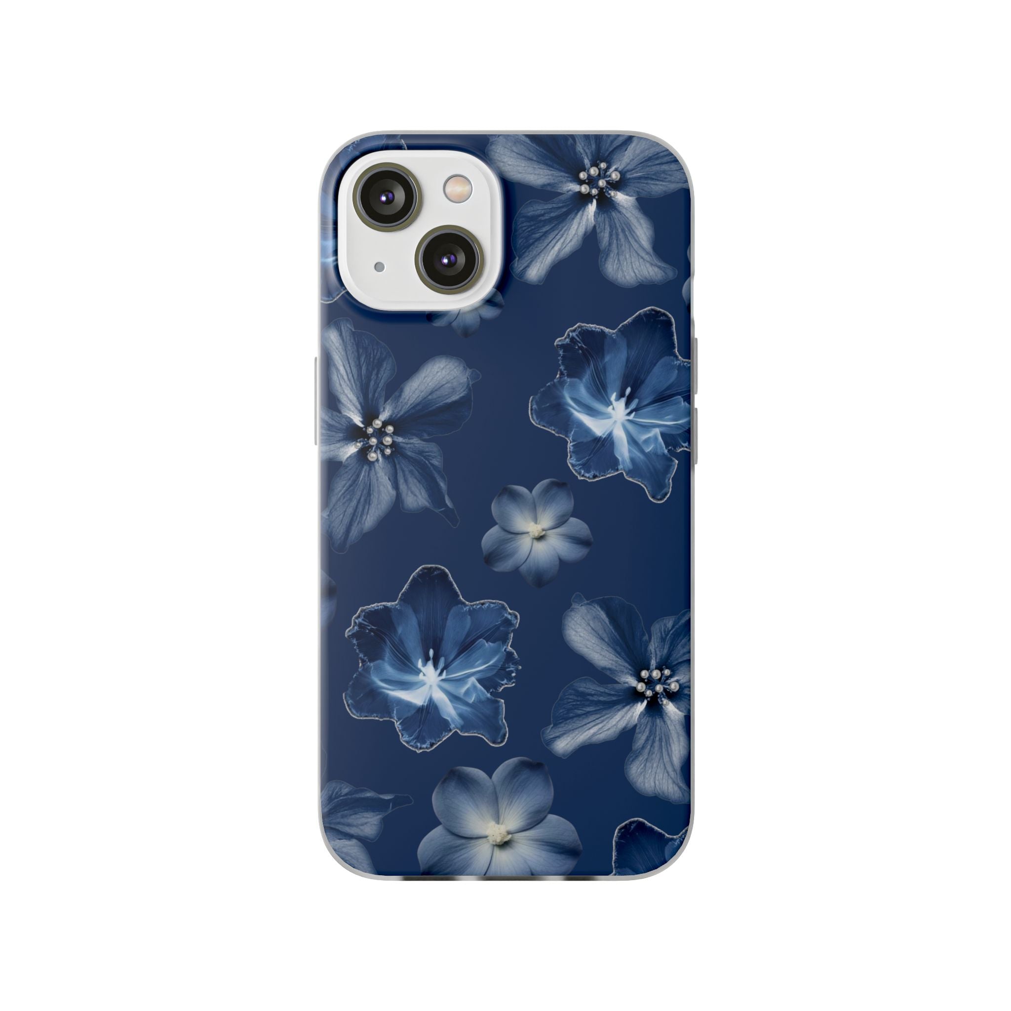 Floral Blue Phone Case — Navy Watercolor Blossom Flexi Case