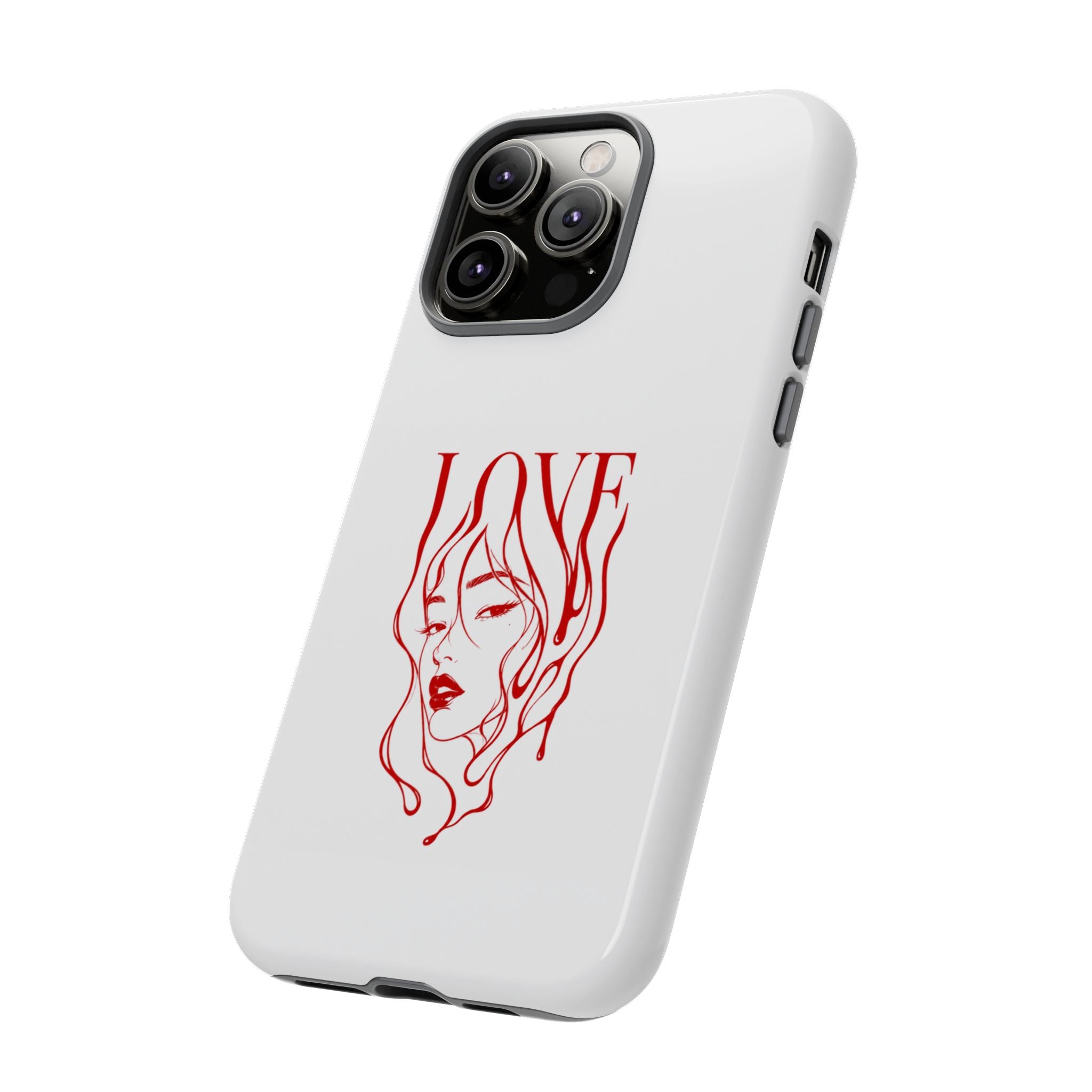 Red Line Art 'Love' Face Design - Tough Case