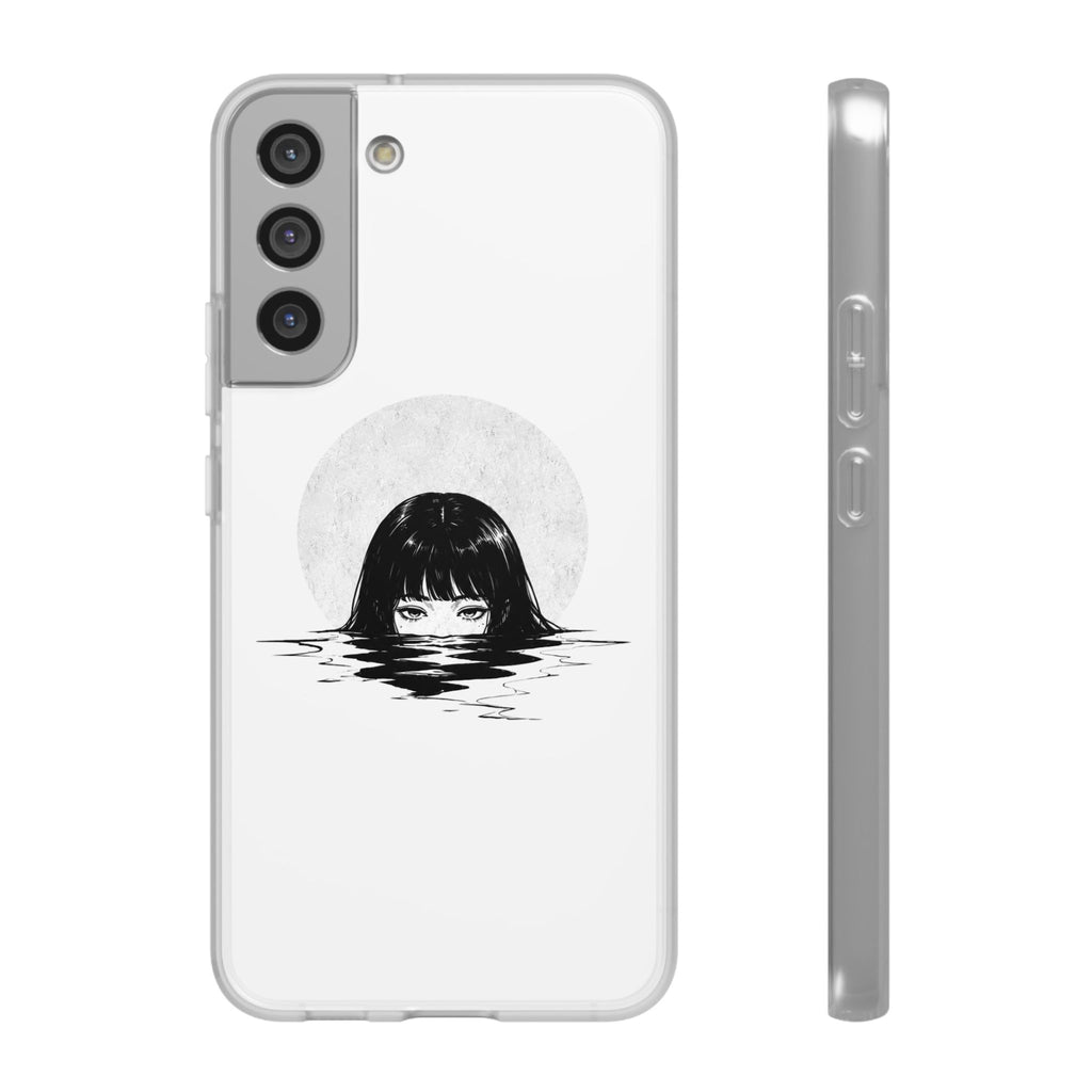 Minimalist Creepy Girl Moon Design