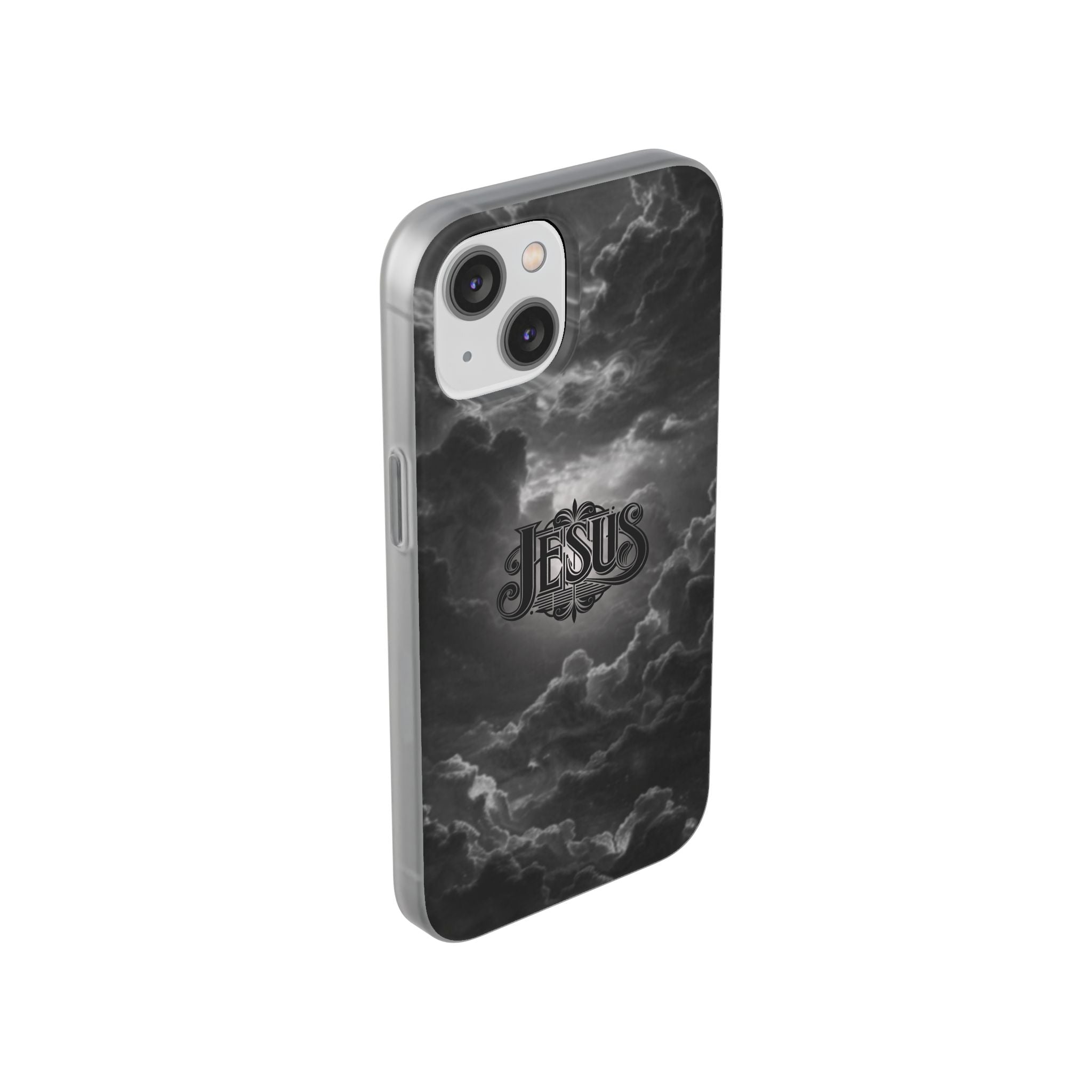 Jesus Cloud Phone Case — Faith-Inspired Flexi Case with 'Jesus' Script