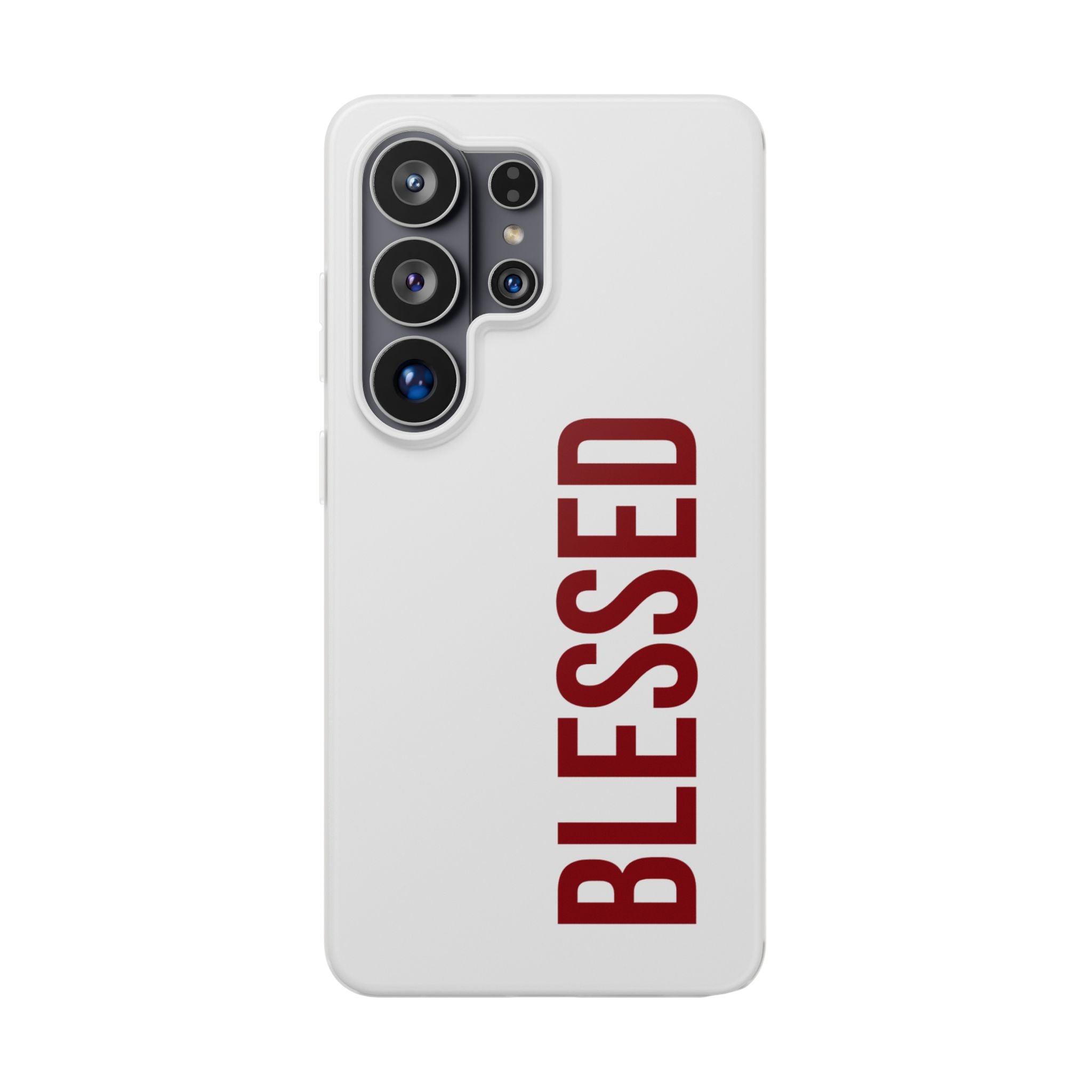 Blessed Phone Case — Vertical Red Typography Clear Flexi Case