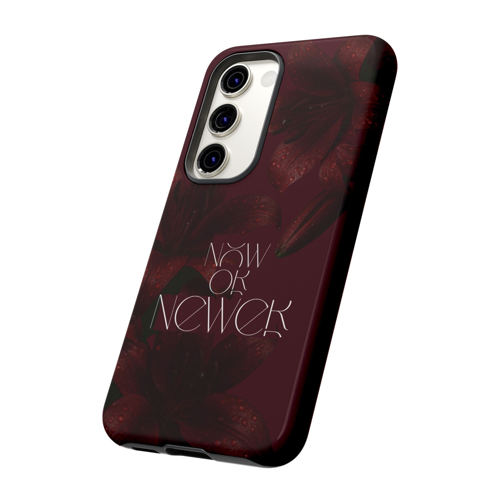 Tough Cases – Burgundy Floral “Now or Never” Protective Phone Case