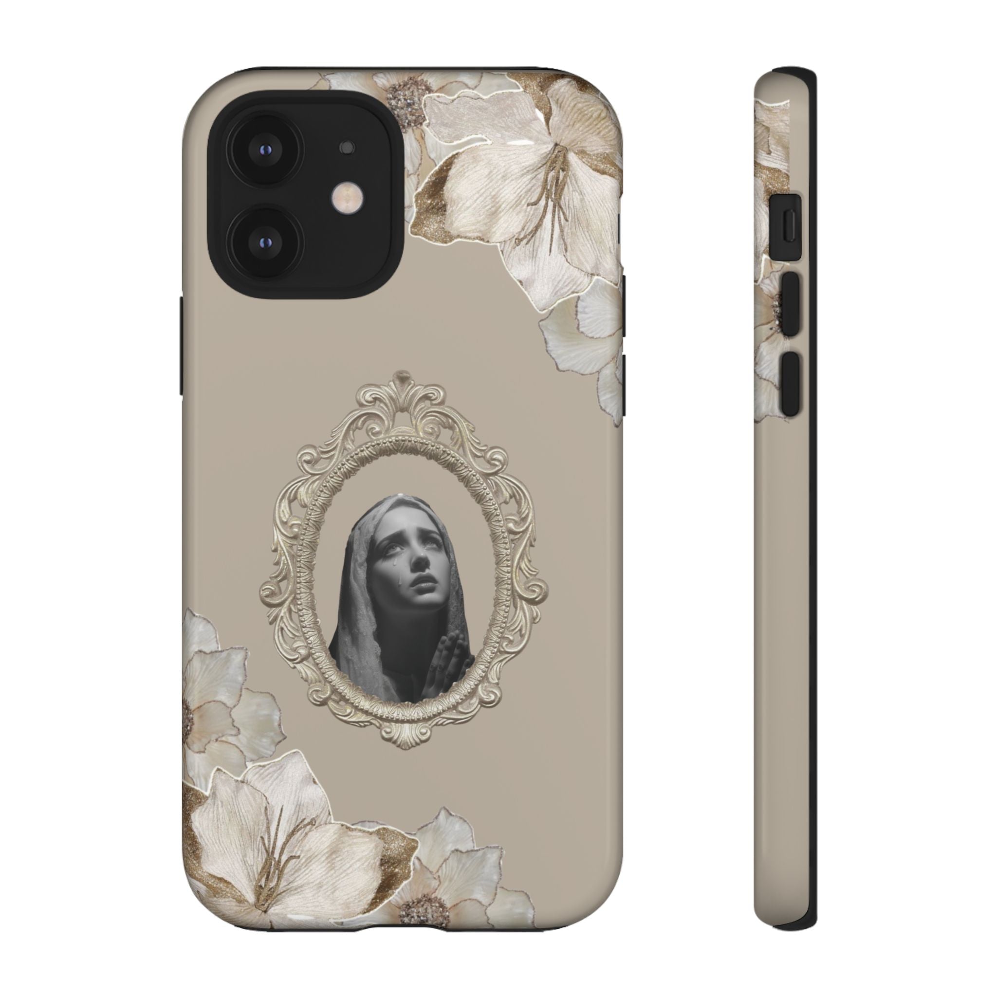 Vintage Floral Phone Case with Sacred Madonna Portrait
