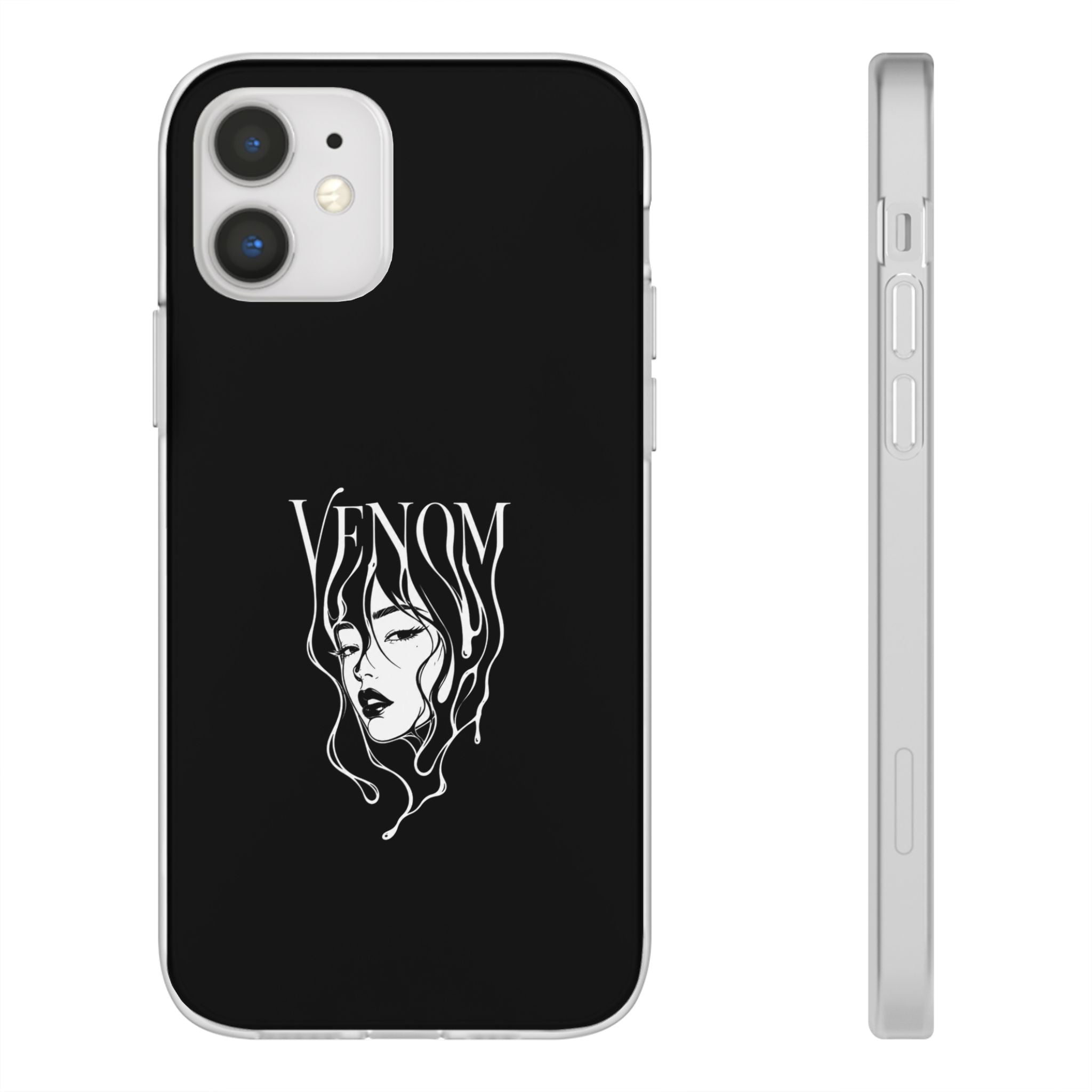Venom Goth Phone Case — Black Protective Flexible Phone Case with Dark Femme Artwork