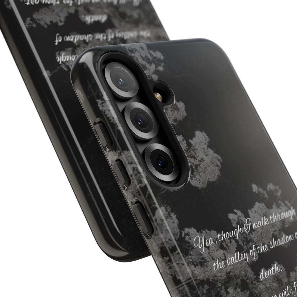 Bible Verse Phone Case — Psalm 23:4 Comfort Black Protective Cover