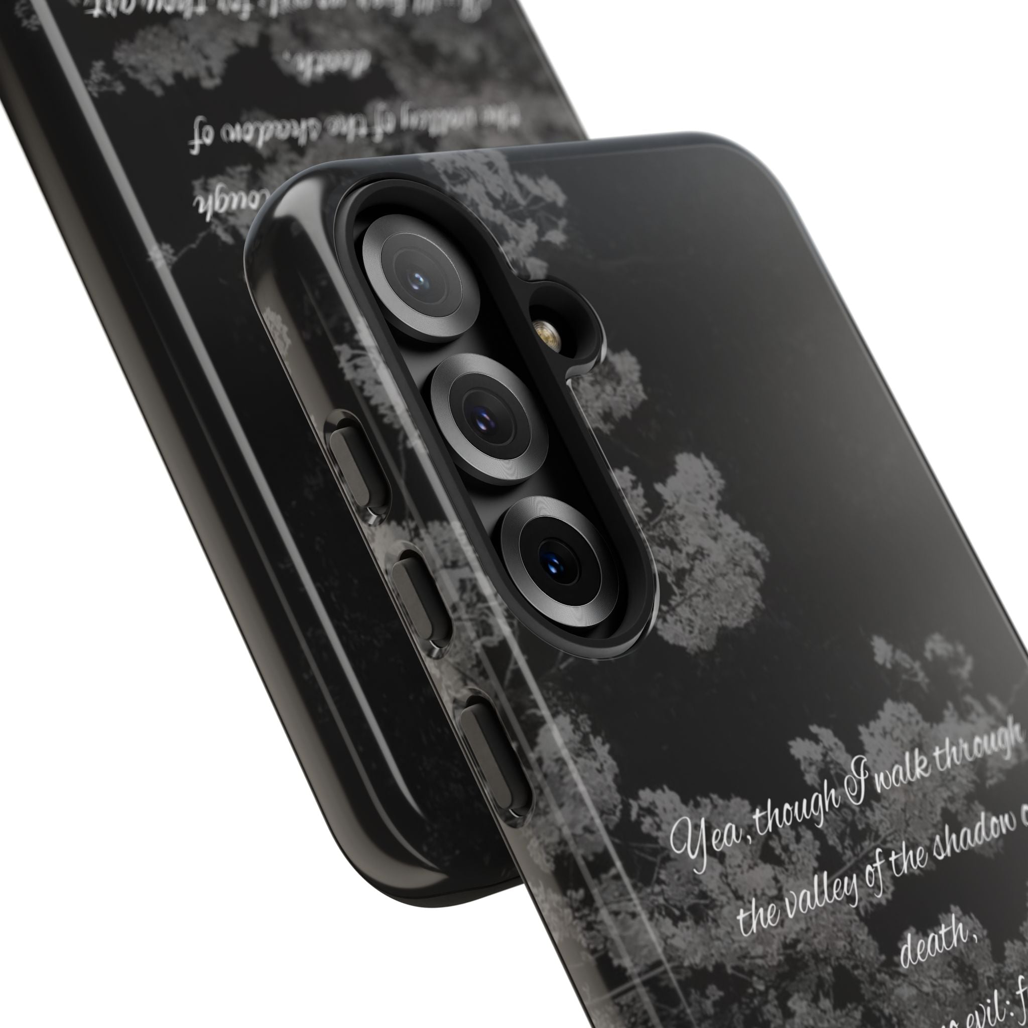 Bible Verse Phone Case — Psalm 23:4 Comfort Black Protective Cover