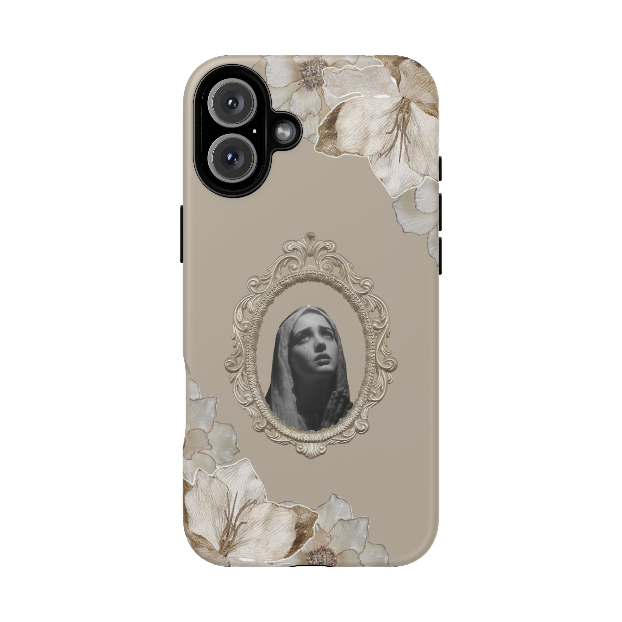 Vintage Floral Phone Case with Sacred Madonna Portrait