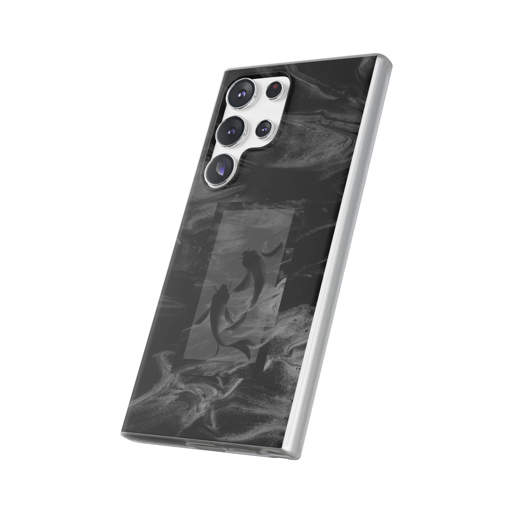 Black Koi Phone Case — Minimalist Monochrome Fish Design
