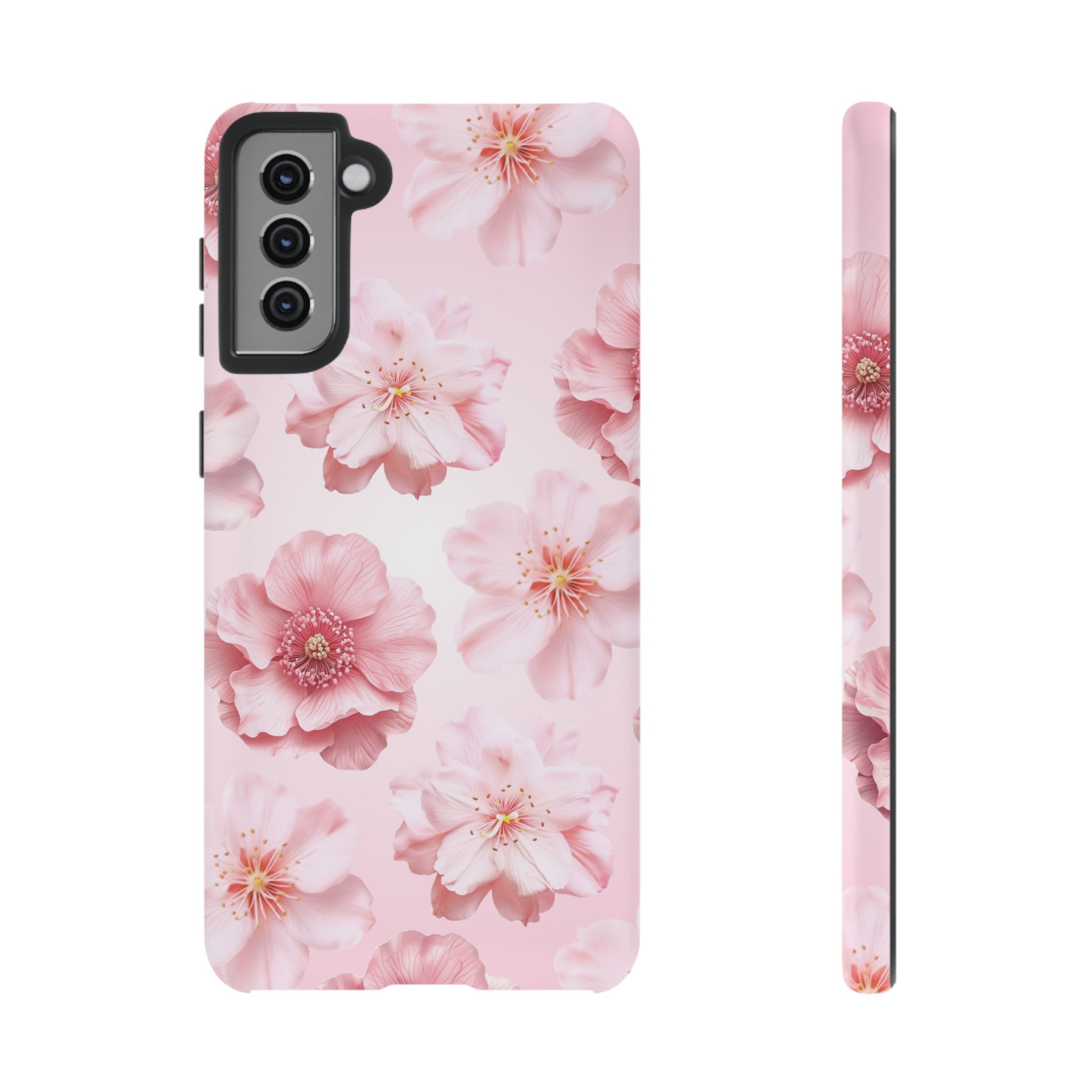 Pink Floral Tough Phone Case — Protective Sakura Blossom Design