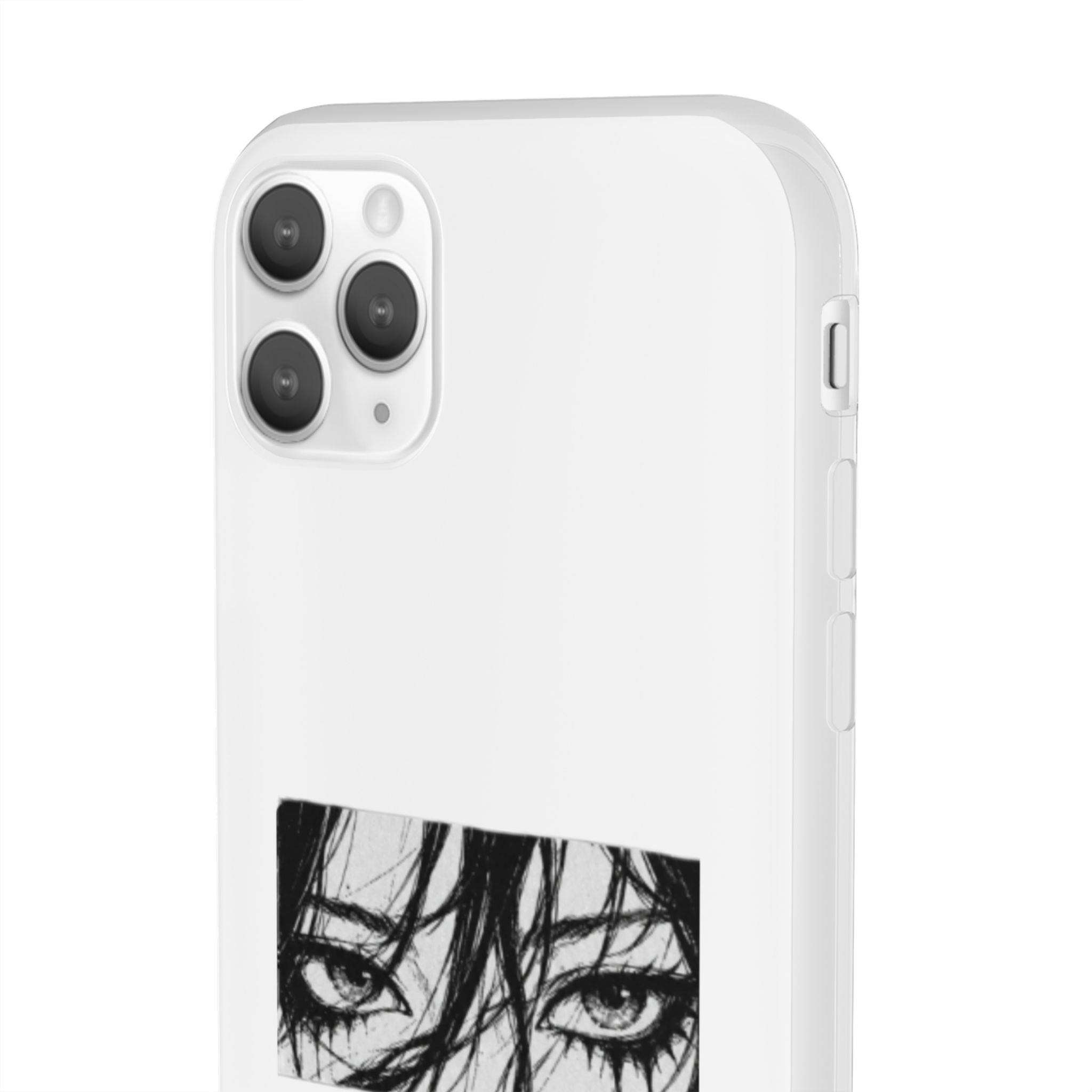 Anime Eyes Illustration Phone Case - Moody Black & White Flexi Case