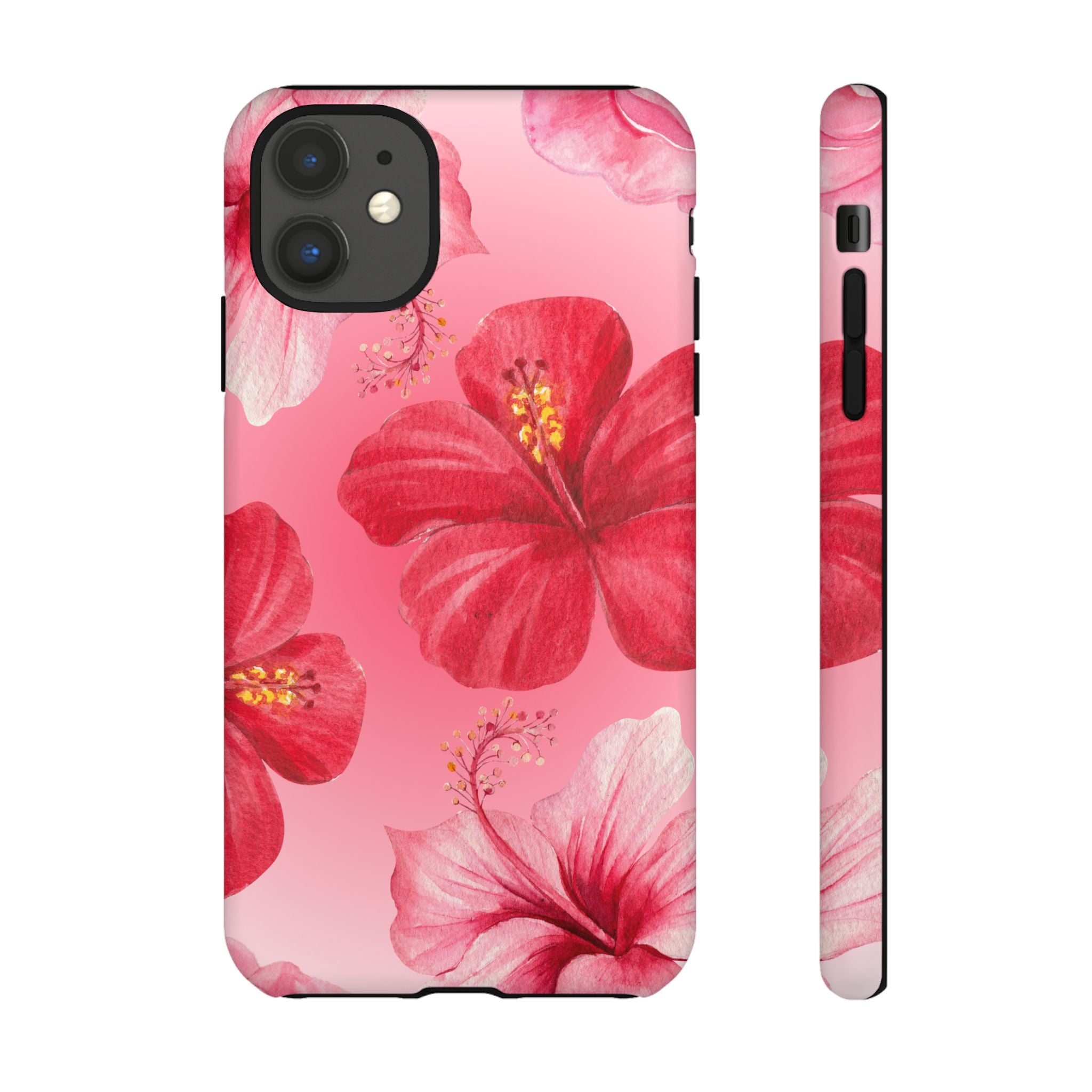 Hibiscus Pink Tough Phone Case — Floral Tropical Protective Cover