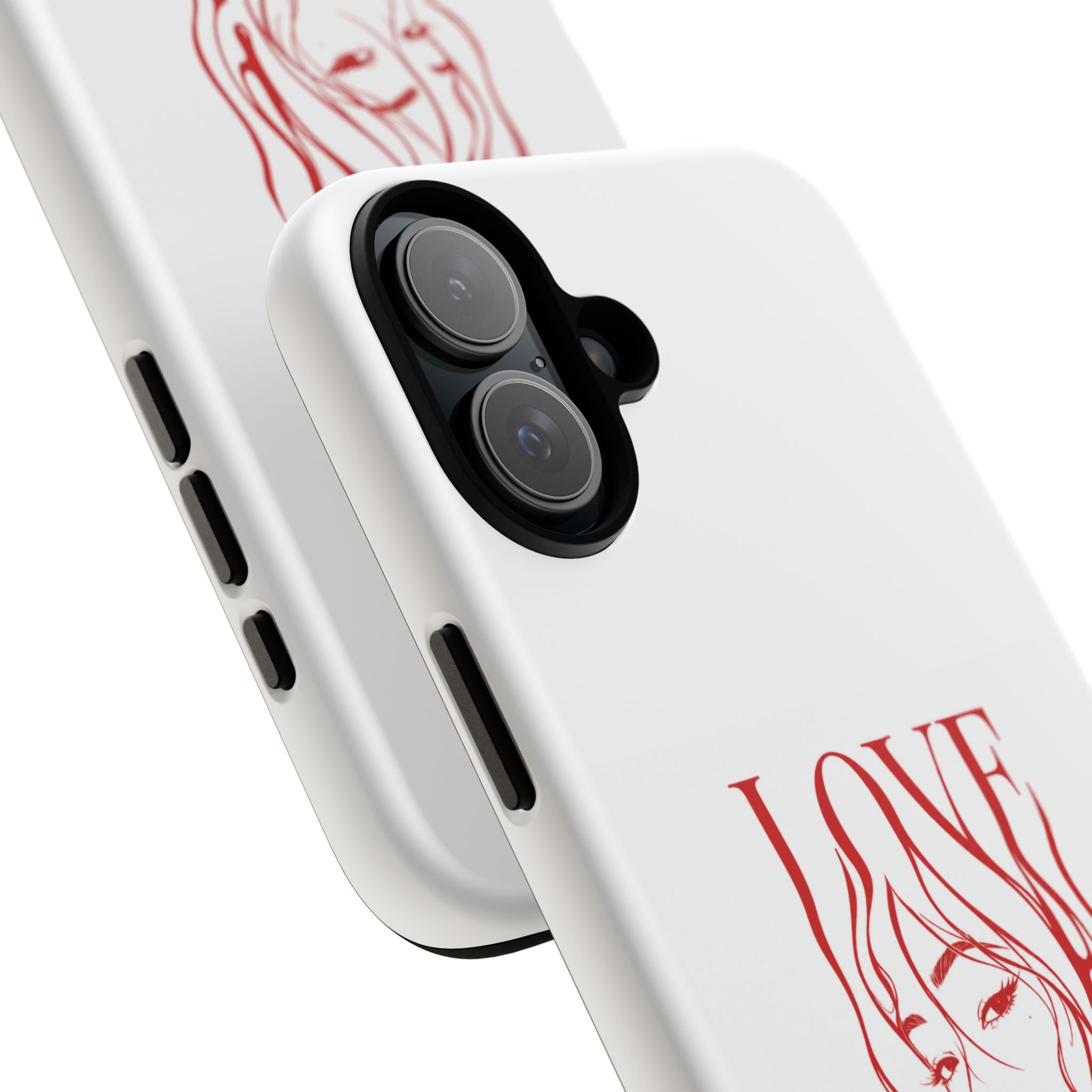 Red Line Art 'Love' Face Design - Tough Case