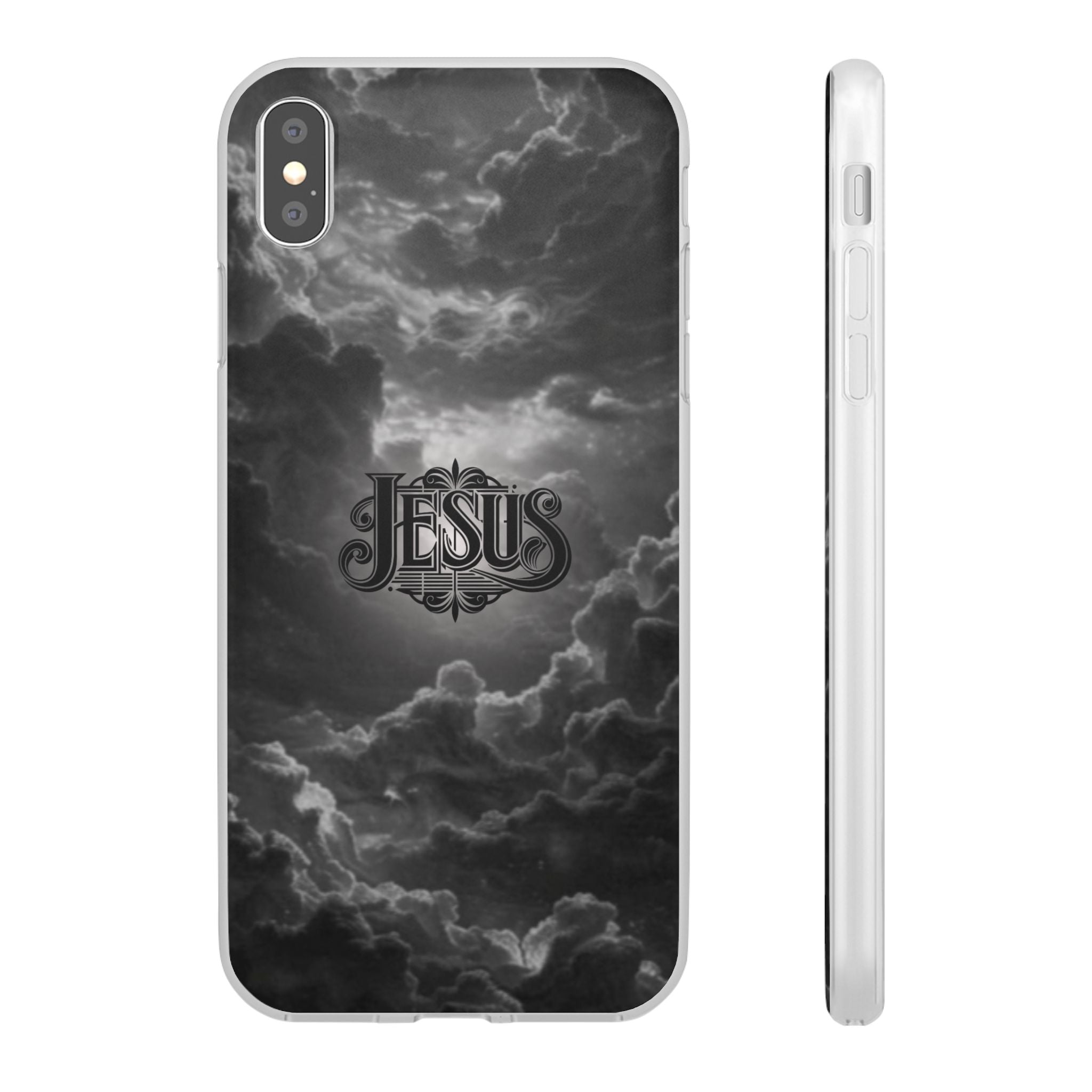 Jesus Cloud Phone Case — Faith-Inspired Flexi Case with 'Jesus' Script