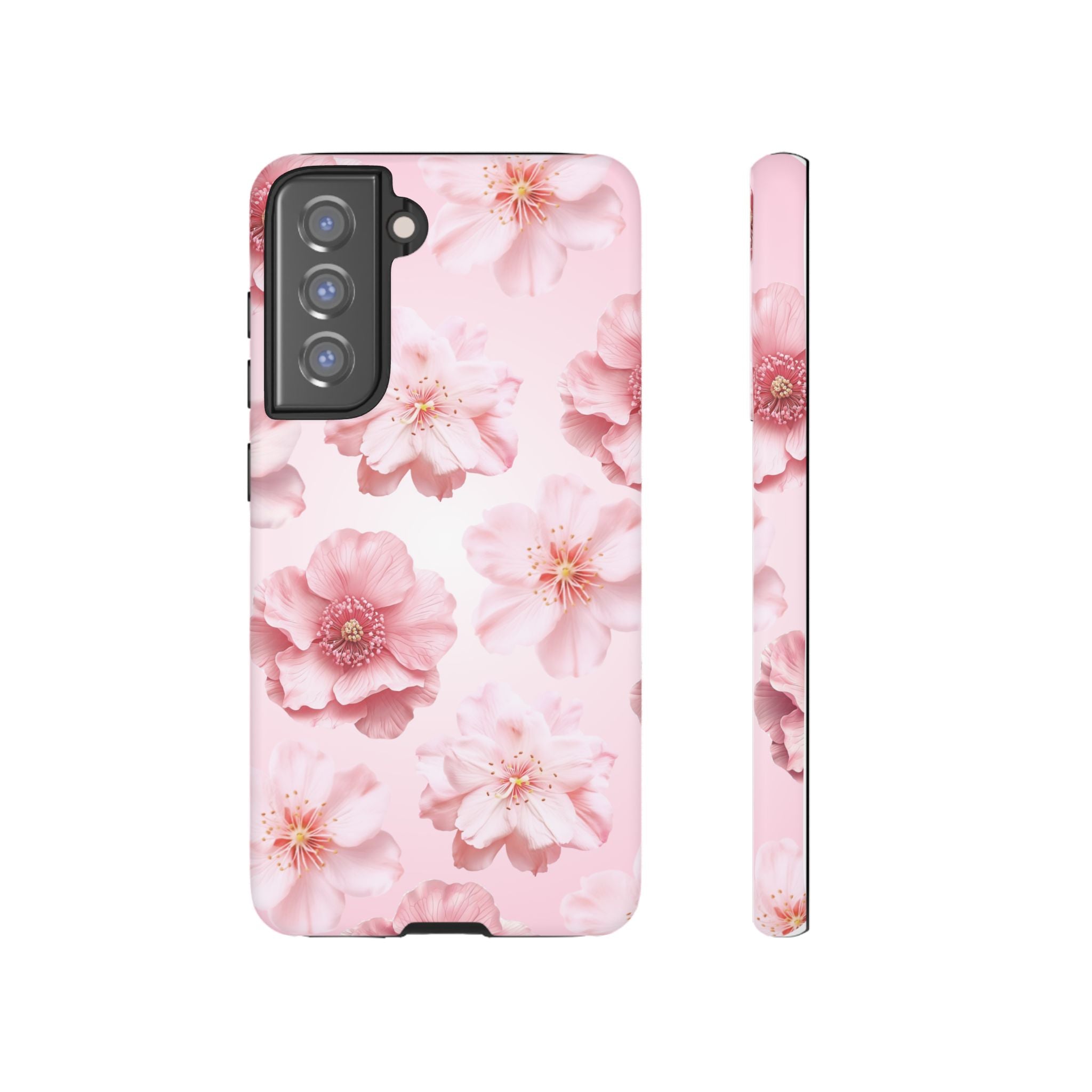 Pink Floral Tough Phone Case — Protective Sakura Blossom Design