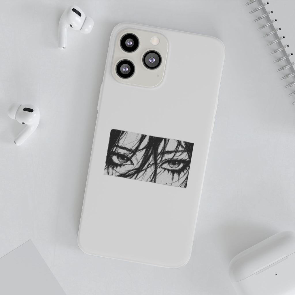 Anime Eyes Illustration Phone Case - Moody Black & White Flexi Case