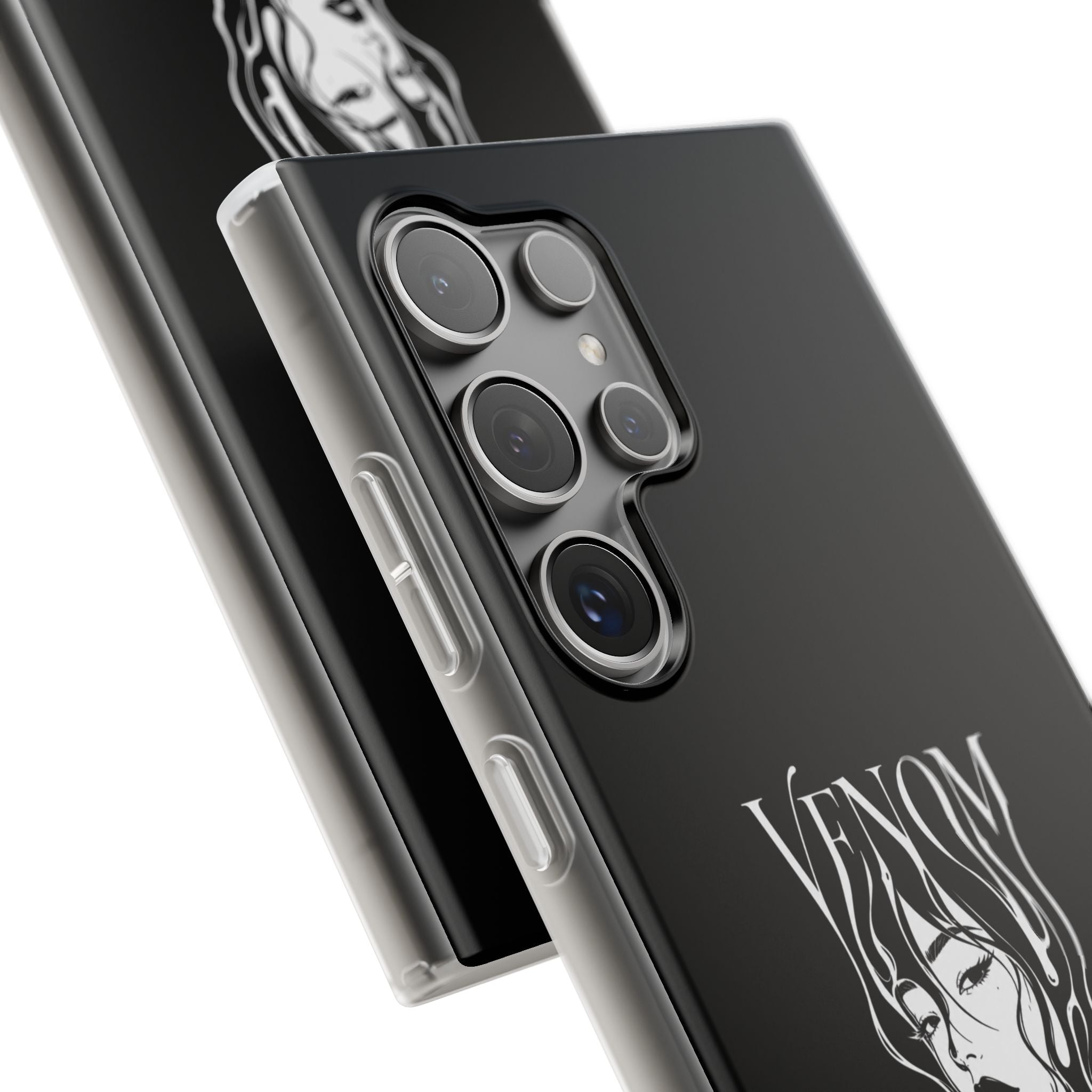 Venom Goth Phone Case — Black Protective Flexible Phone Case with Dark Femme Artwork