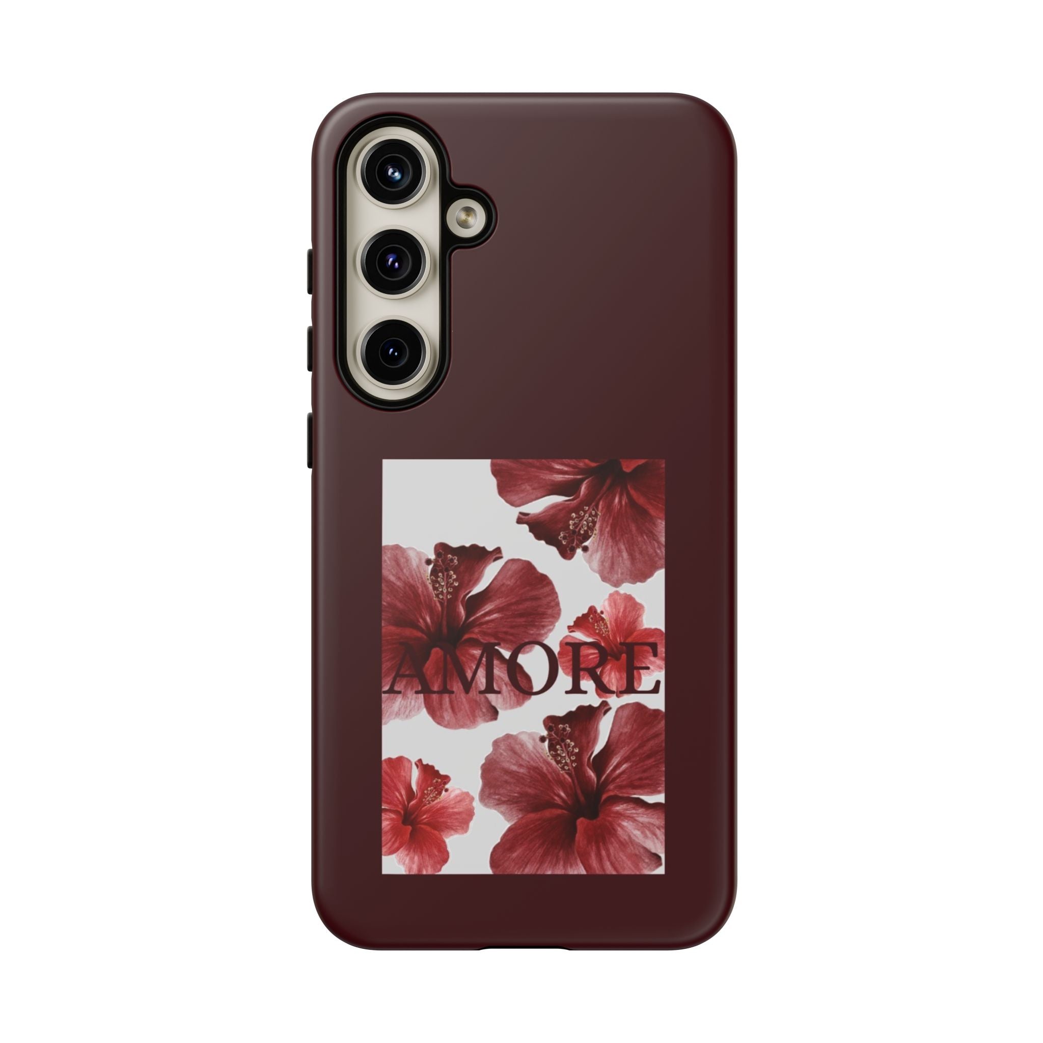 Amore Floral Phone Case — Burgundy Tough Protective Cover