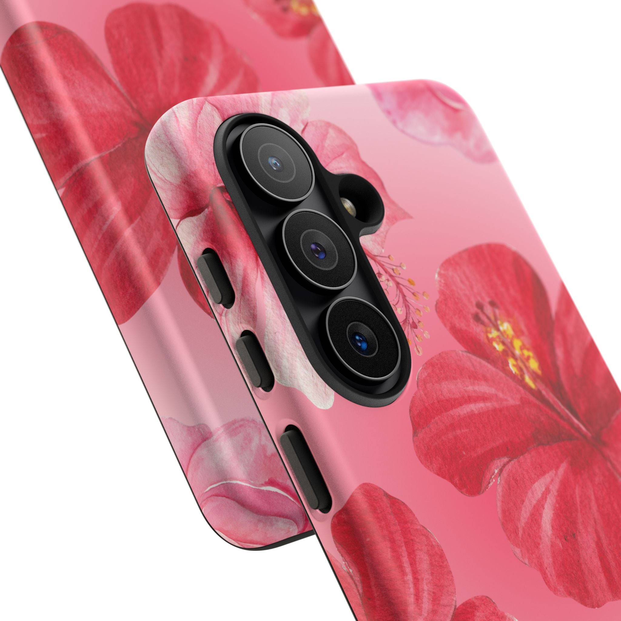 Hibiscus Pink Tough Phone Case — Floral Tropical Protective Cover