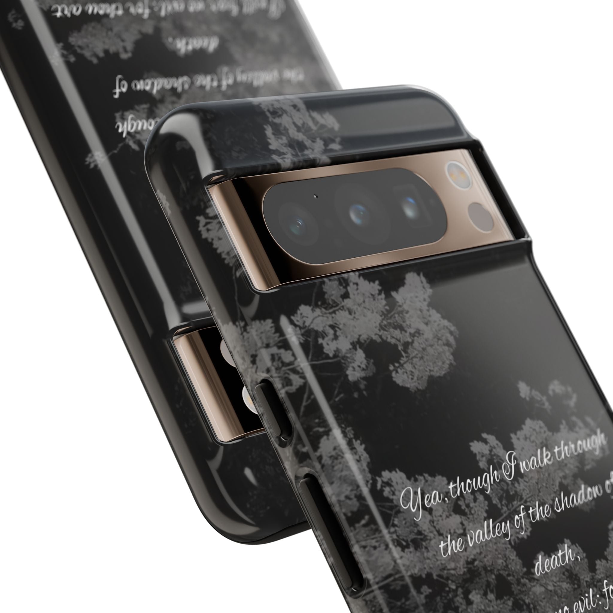 Bible Verse Phone Case — Psalm 23:4 Comfort Black Protective Cover