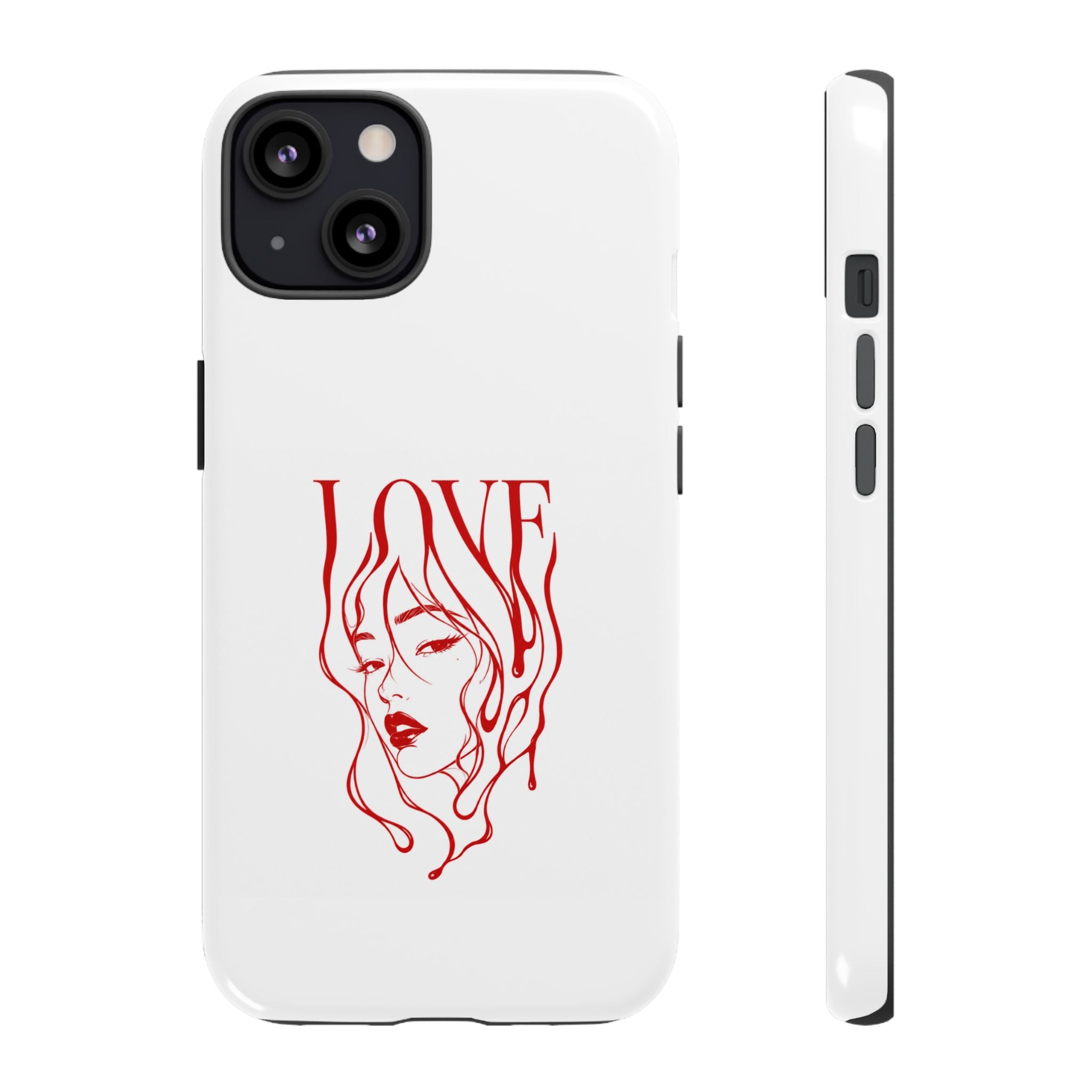 Red Line Art 'Love' Face Design - Tough Case