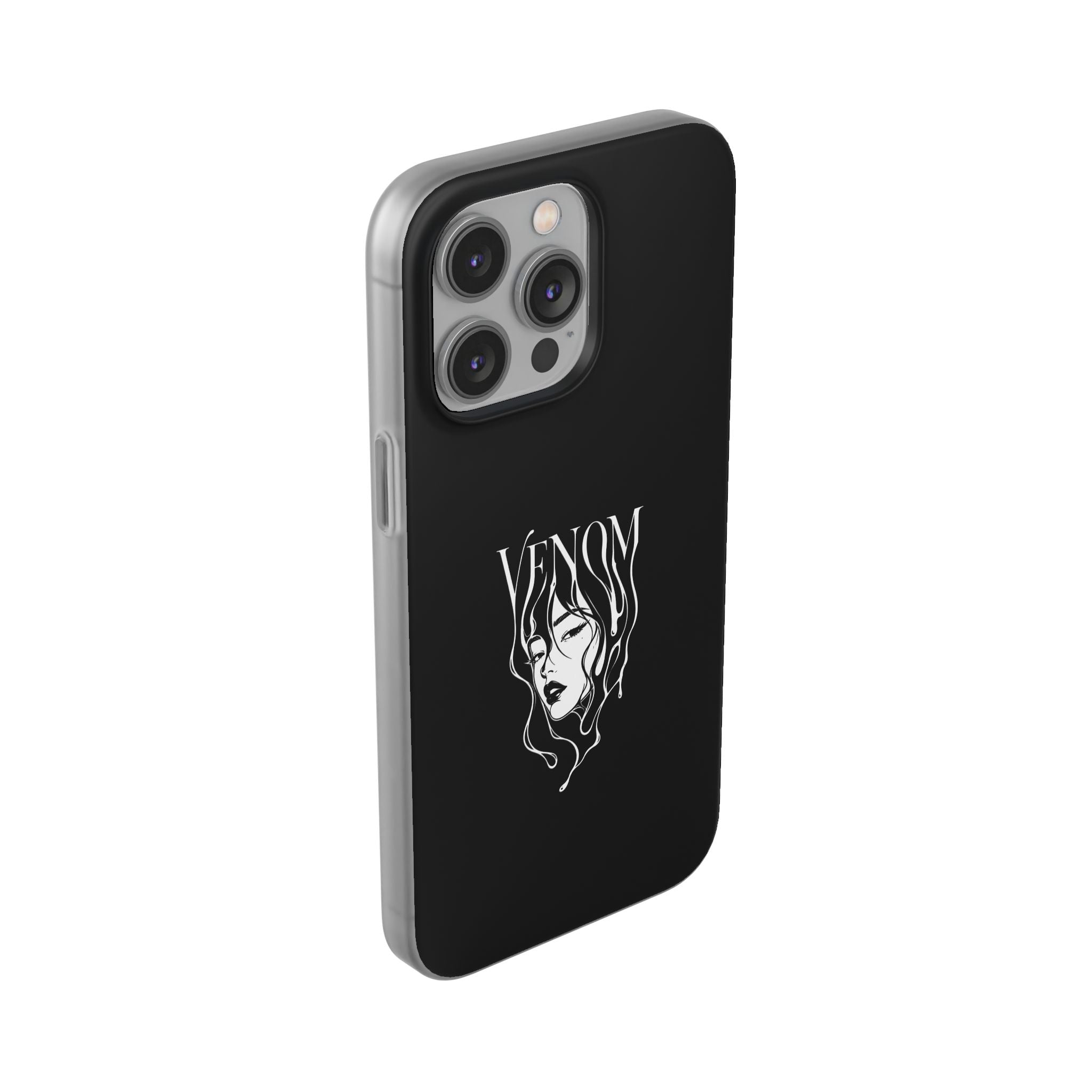 Venom Goth Phone Case — Black Protective Flexible Phone Case with Dark Femme Artwork