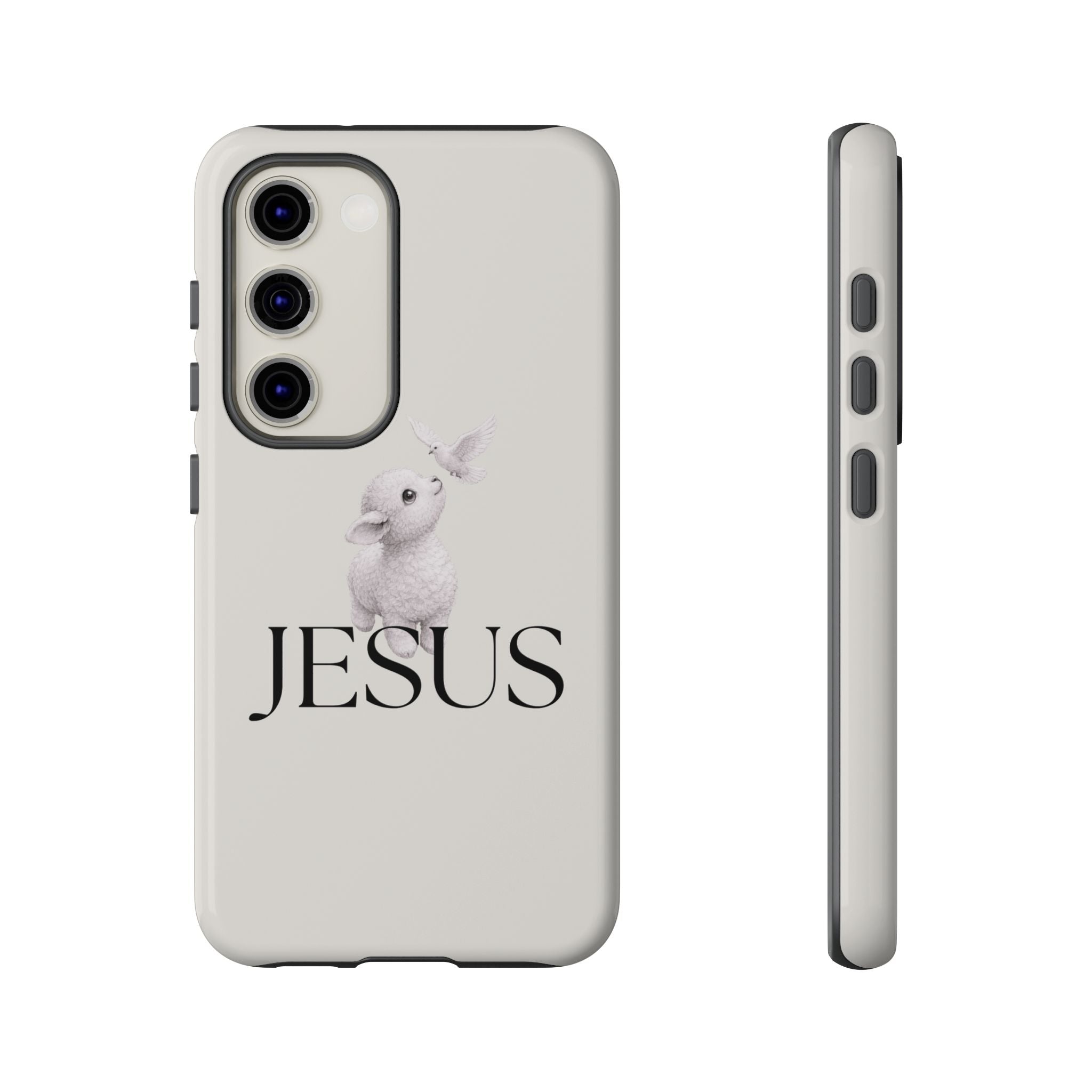 Jesus Lamb Phone Case - Christian Faith iPhone Case with Dove Design