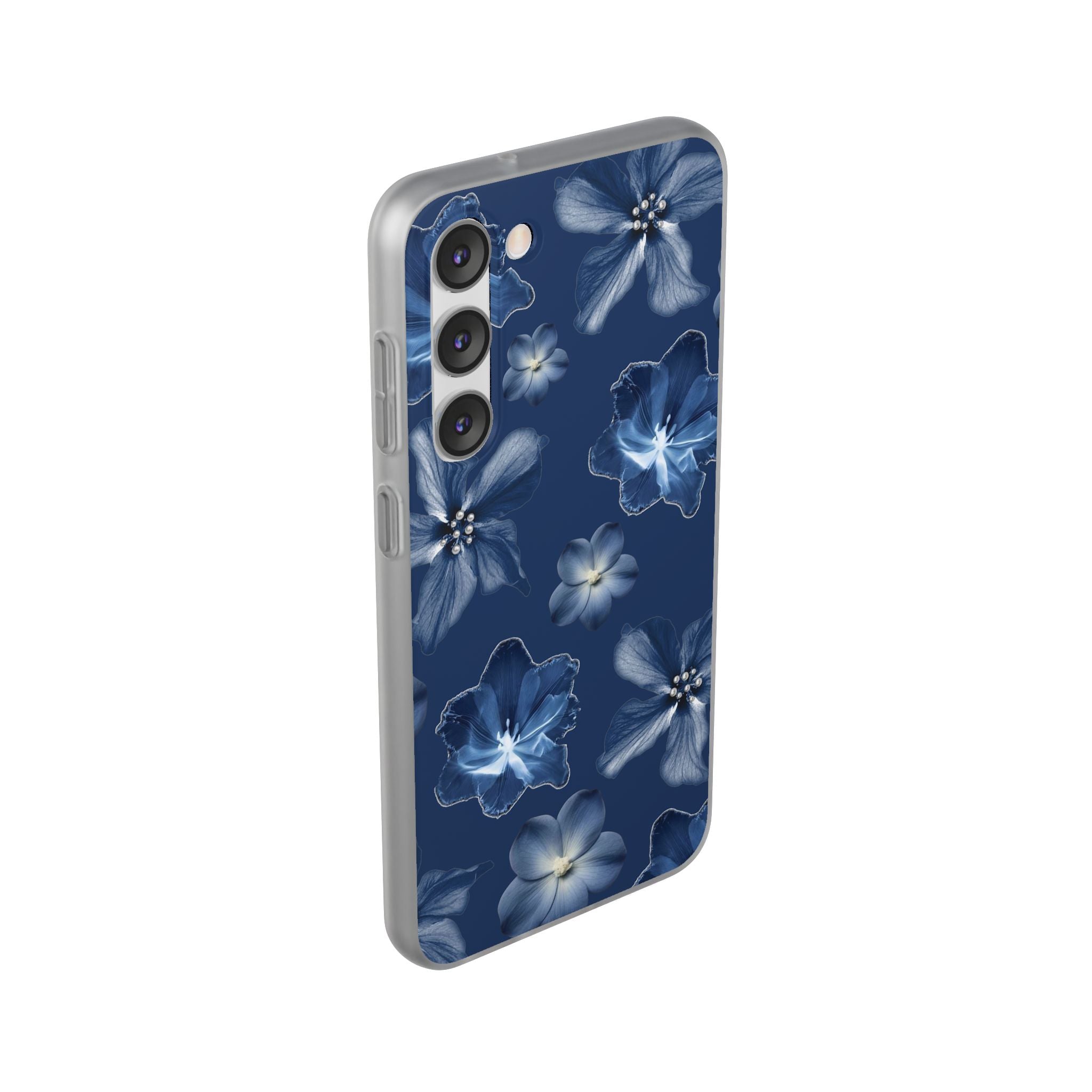 Floral Blue Phone Case — Navy Watercolor Blossom Flexi Case