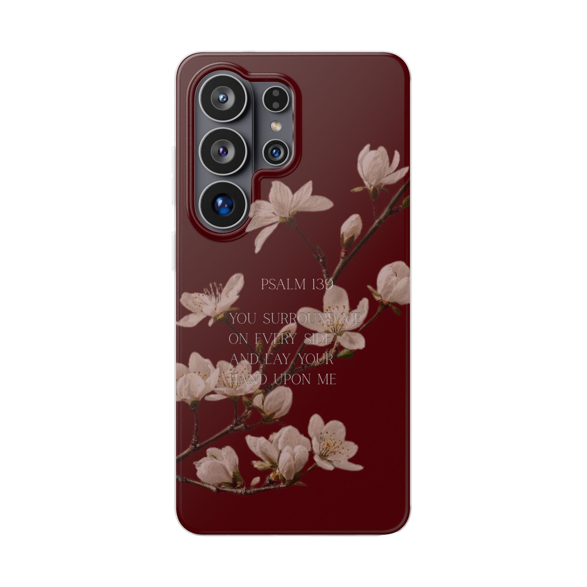 Floral Psalm Phone Case — Psalm 139 Scripture Cherry Blossom iPhone Cover
