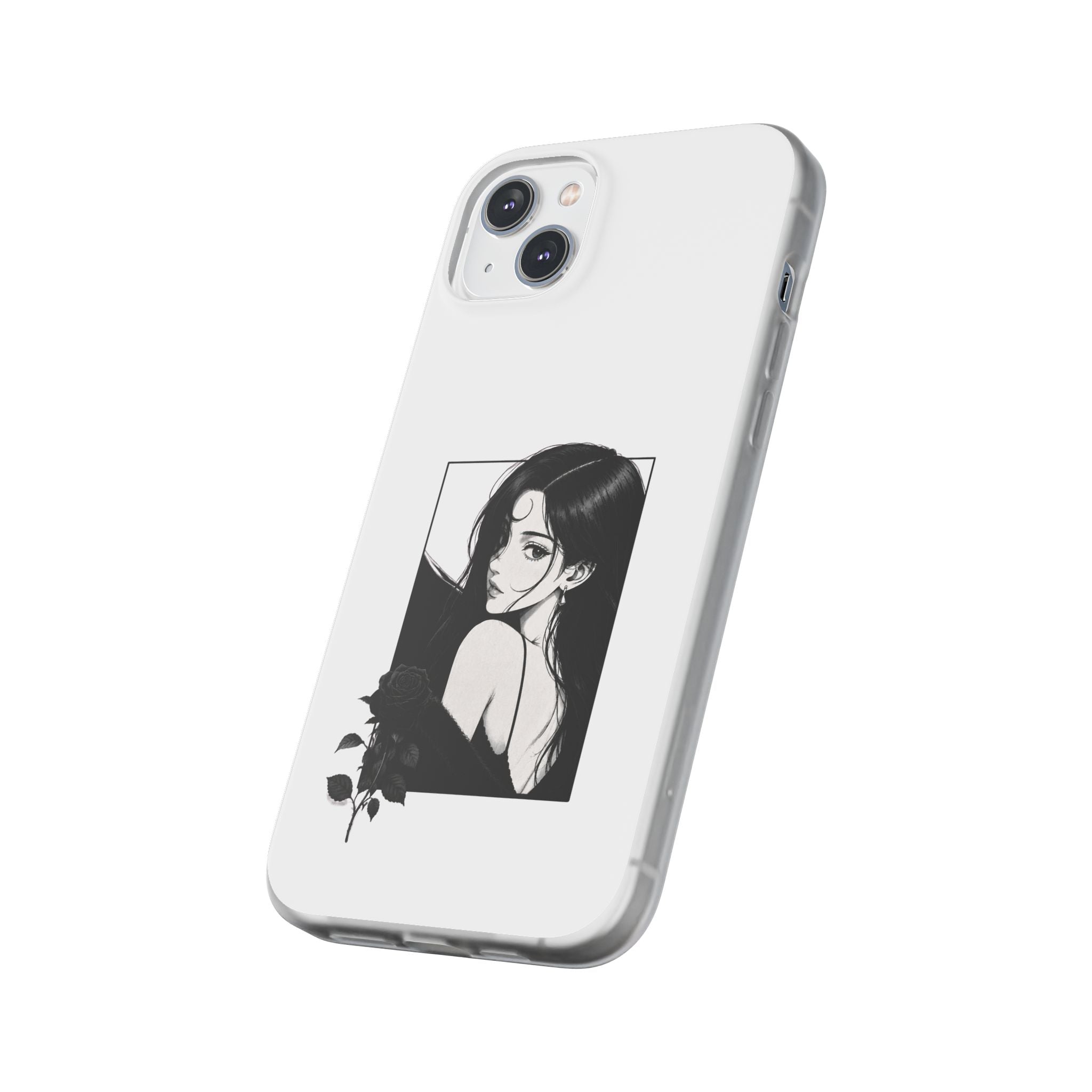 Anime Girl Noir Black Rose Illustration Flexi Case