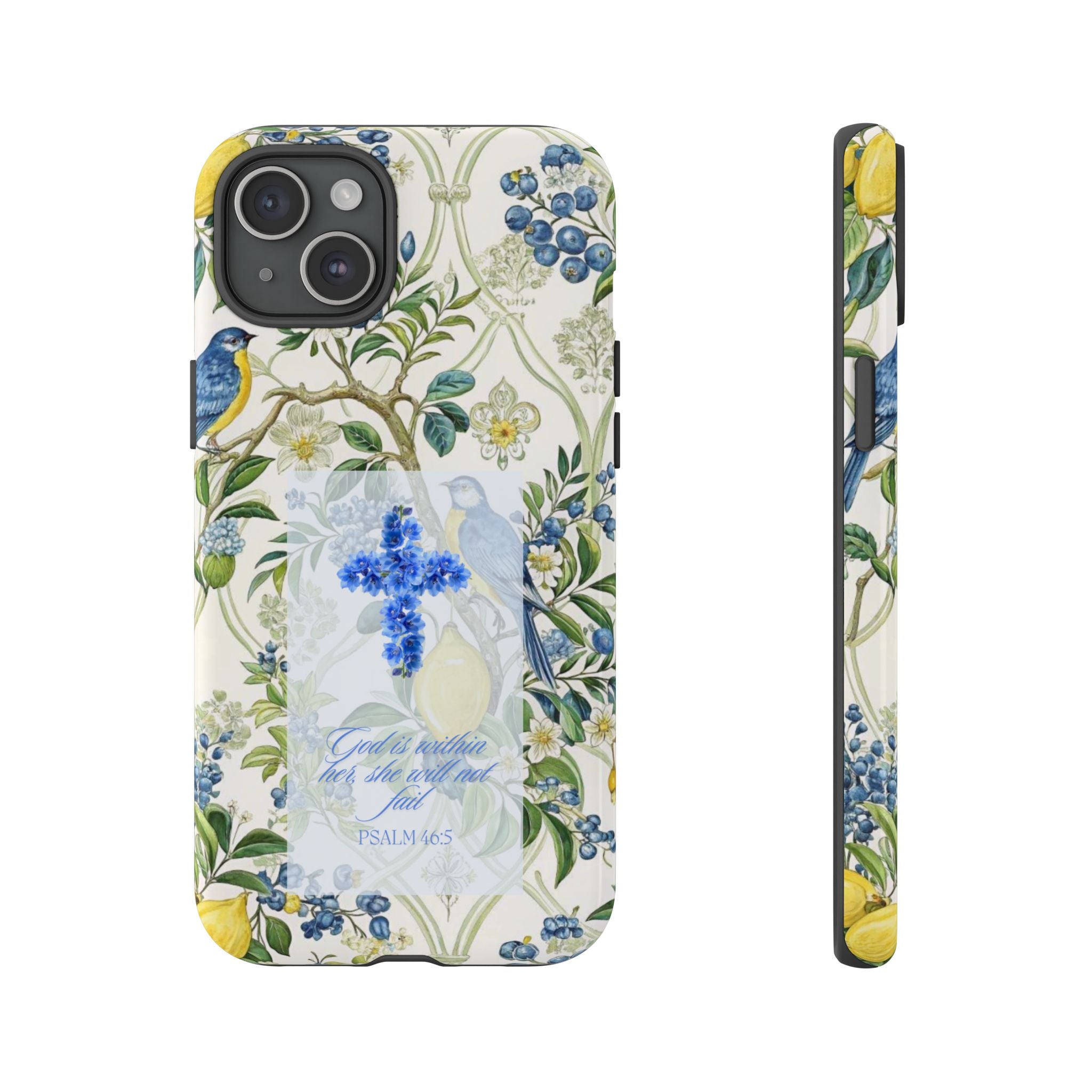 Floral Cross Tough Phone Case — Psalms Blessing Protective Cover