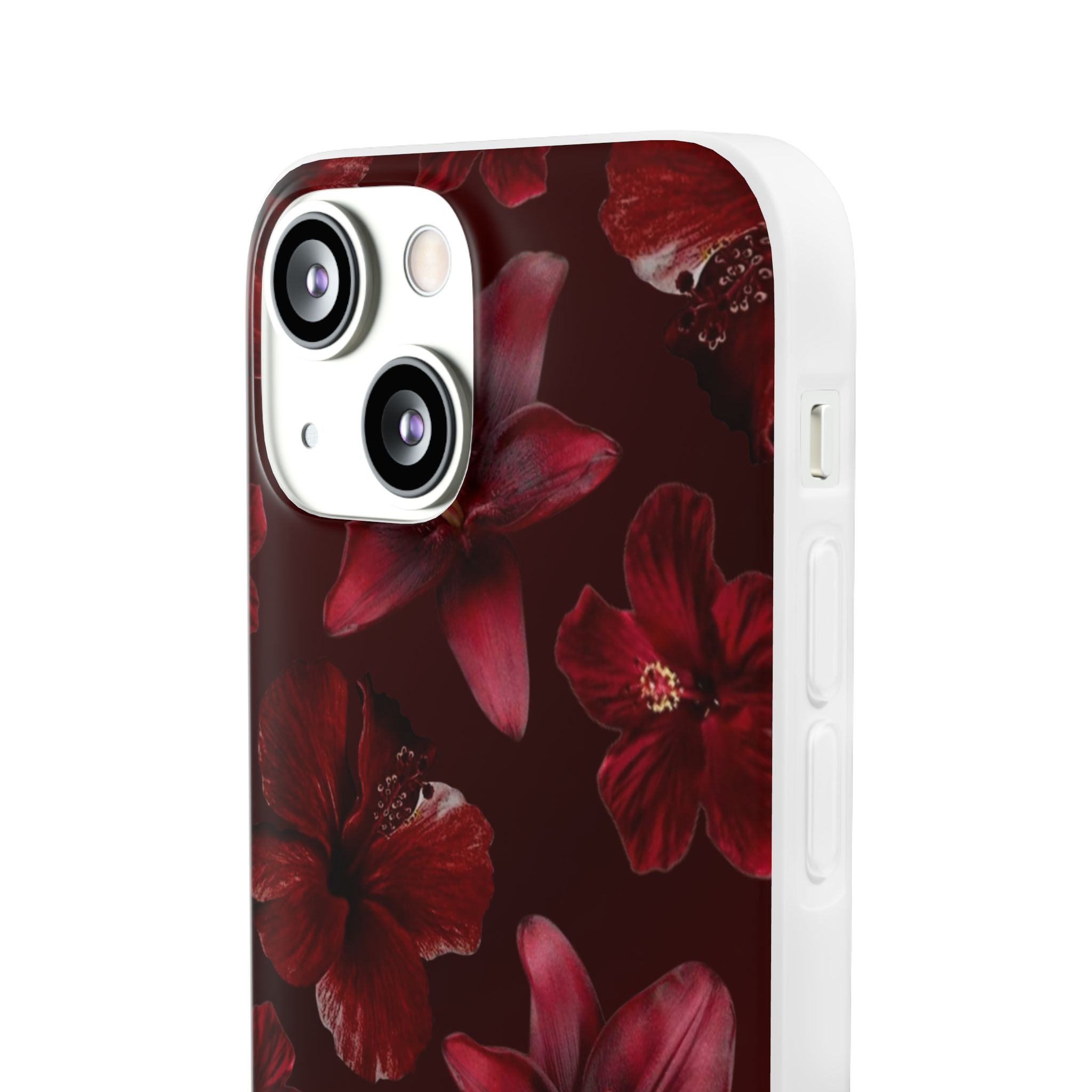 Red Floral Flexi Phone Case – Dark Burgundy Lily Pattern