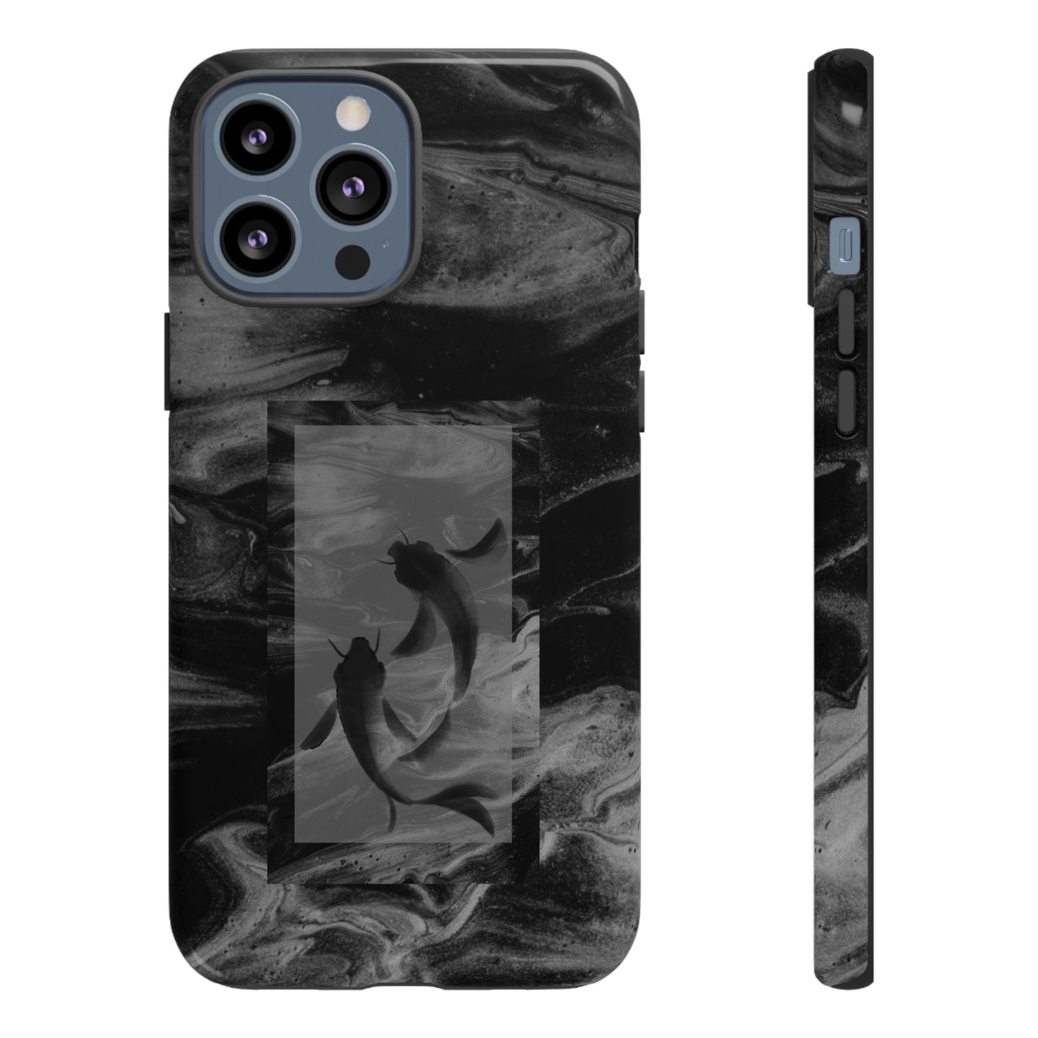 Koi Yin-Yang Marble Phone Case – Black Smoky Art Protection
