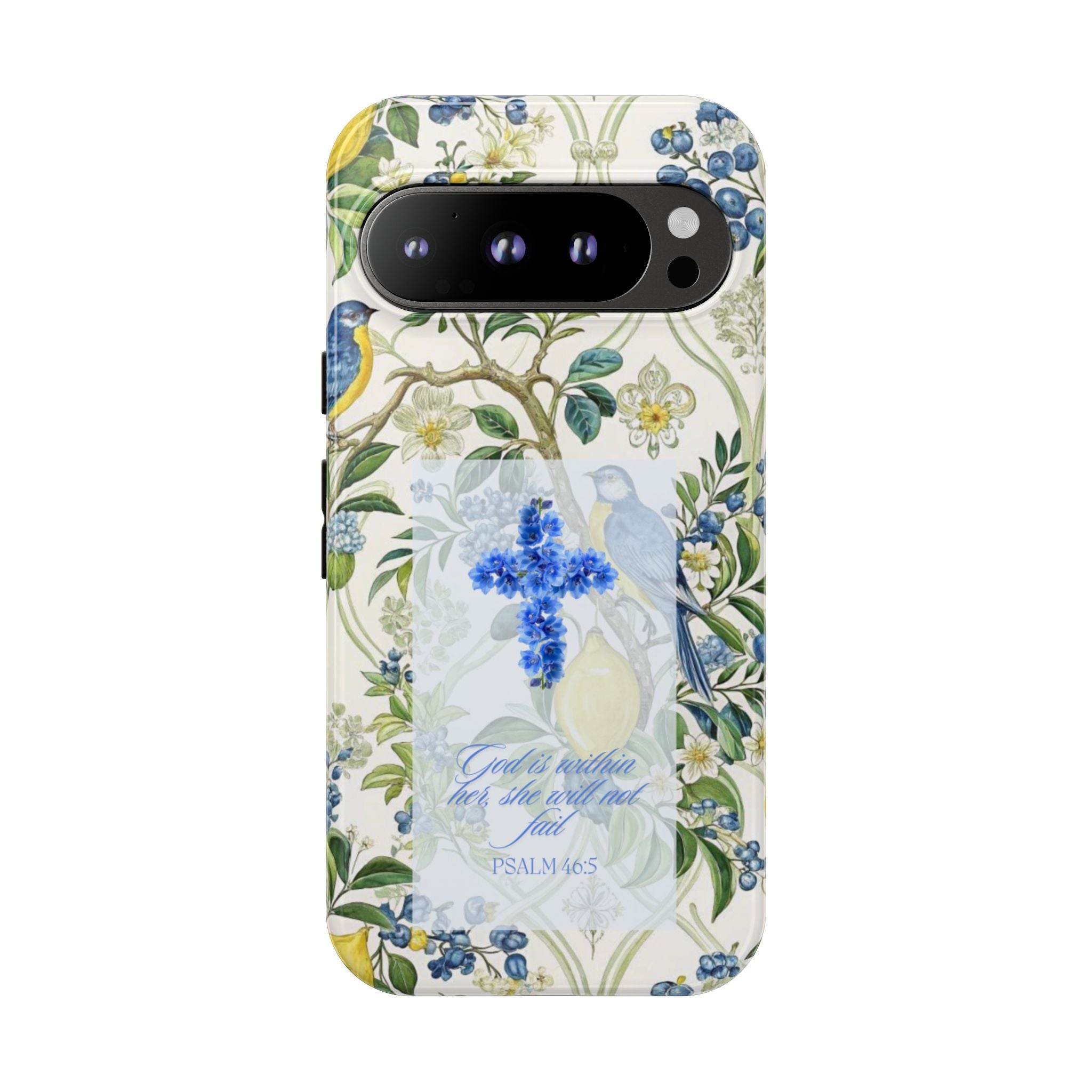 Floral Cross Tough Phone Case — Psalms Blessing Protective Cover