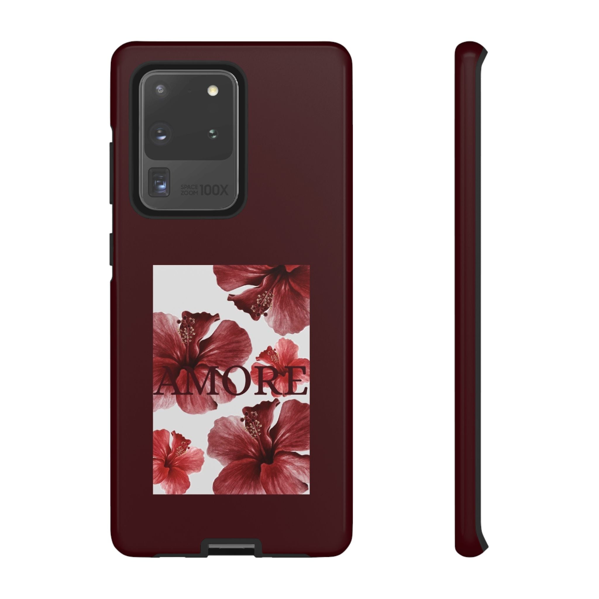 Amore Floral Phone Case — Burgundy Tough Protective Cover