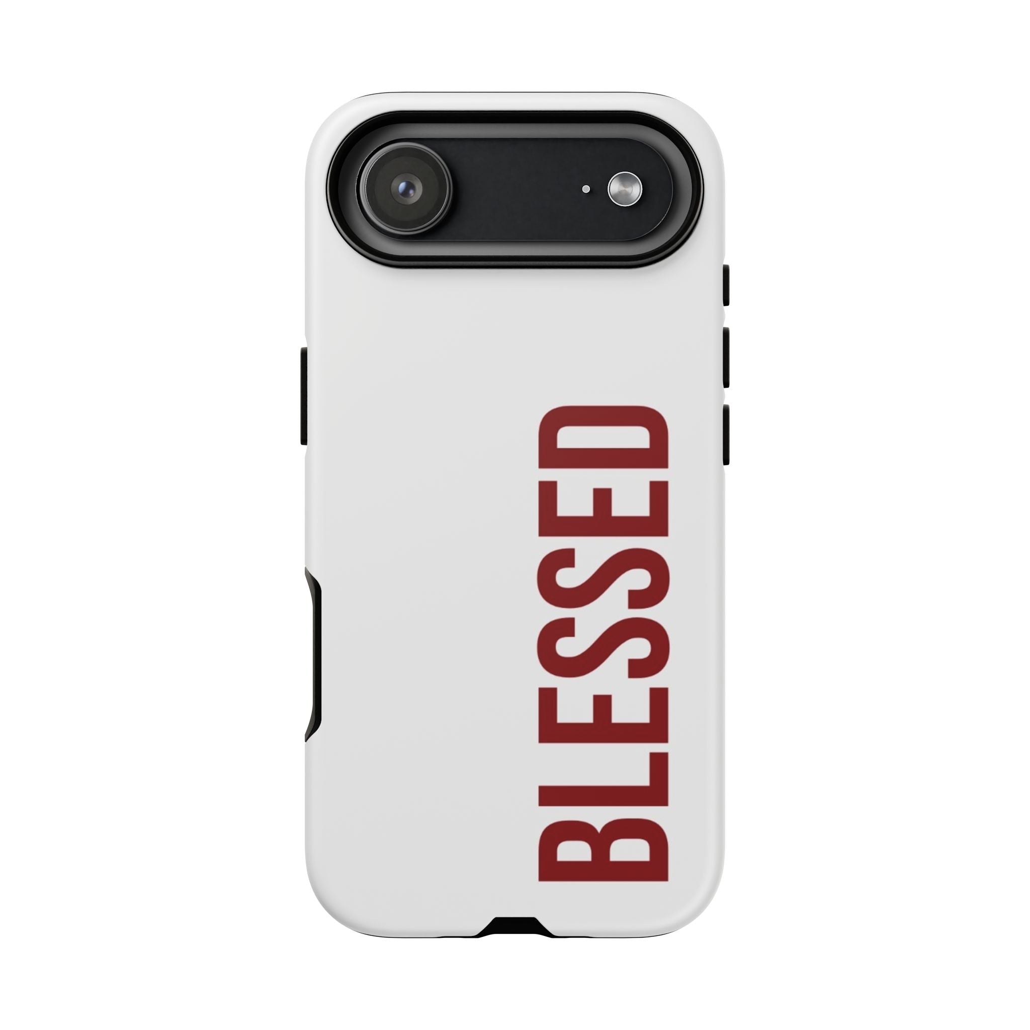 Blessed Vertical Phone Case — Protective Slim iPhone Cover with Red 'BLESSED' Text