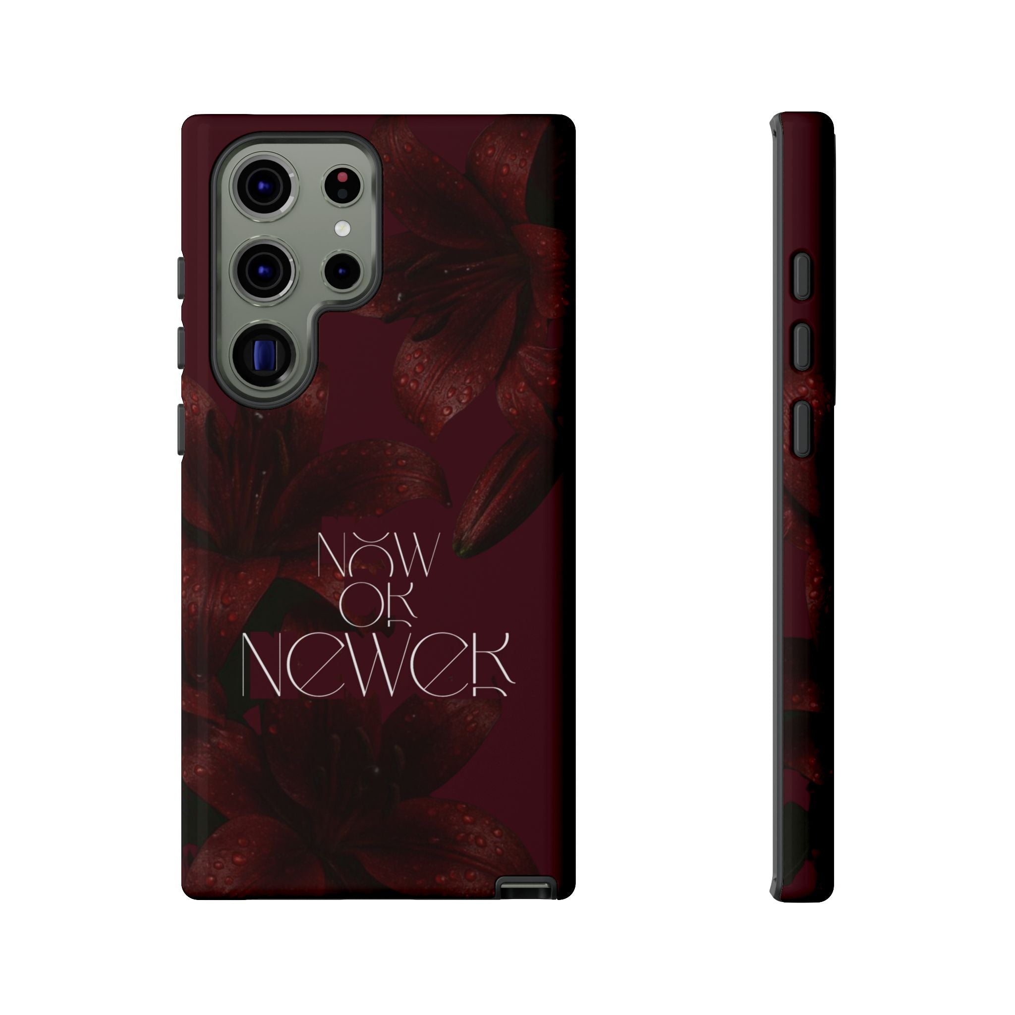 Tough Cases – Burgundy Floral “Now or Never” Protective Phone Case