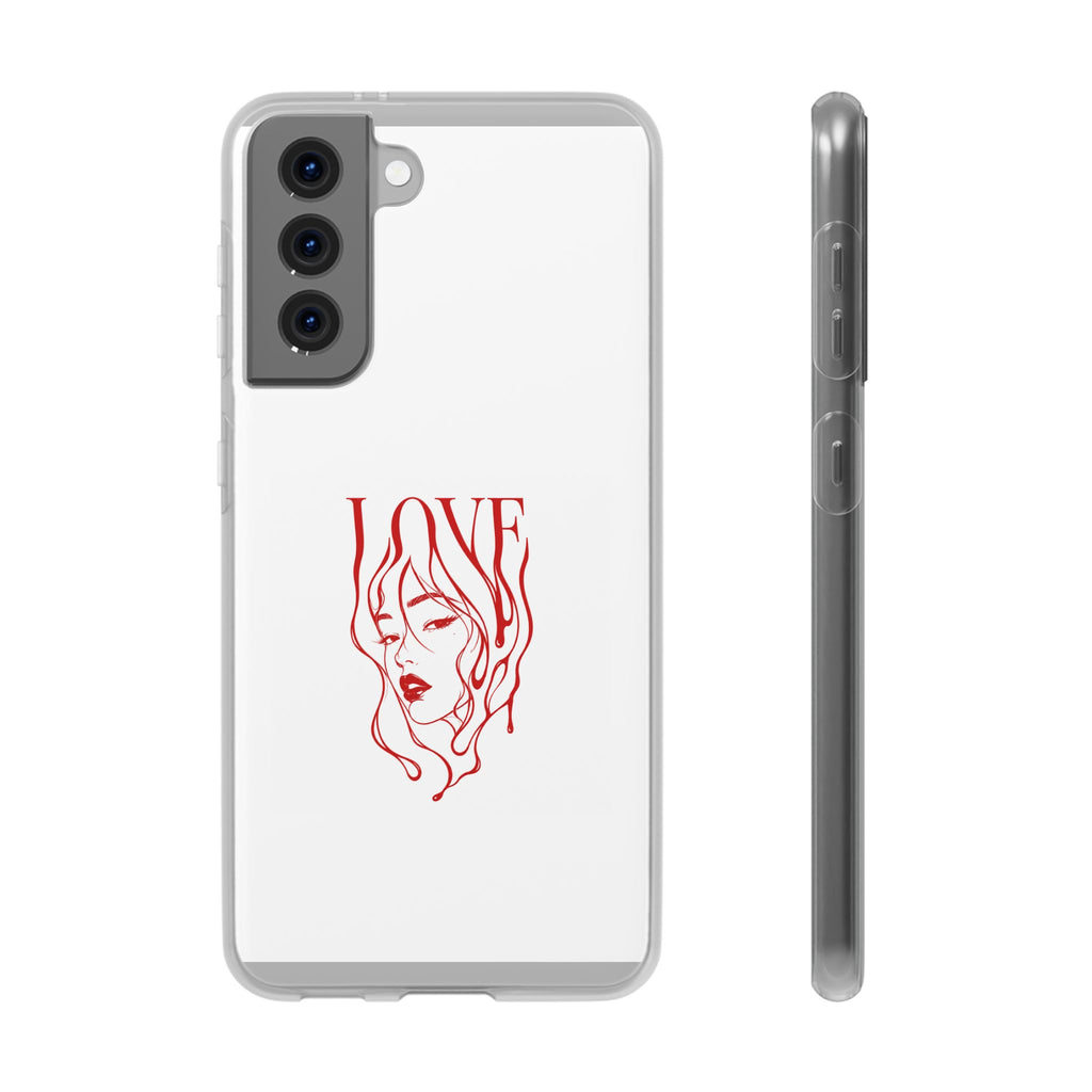 Red Line Art 'LOVE'  Face Design - Flexi Case