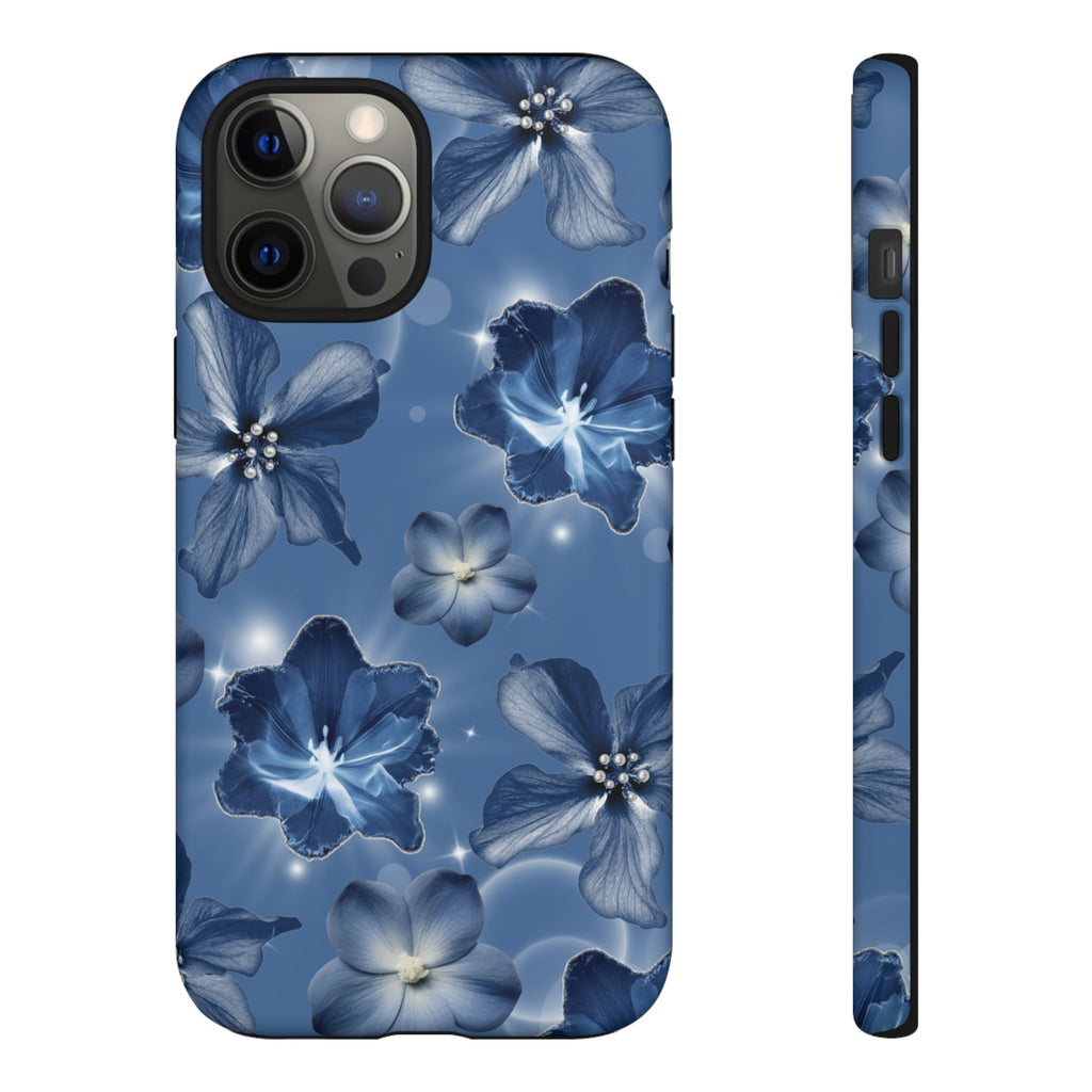 Blue Floral Tough Phone Case — Protective Blossom Design