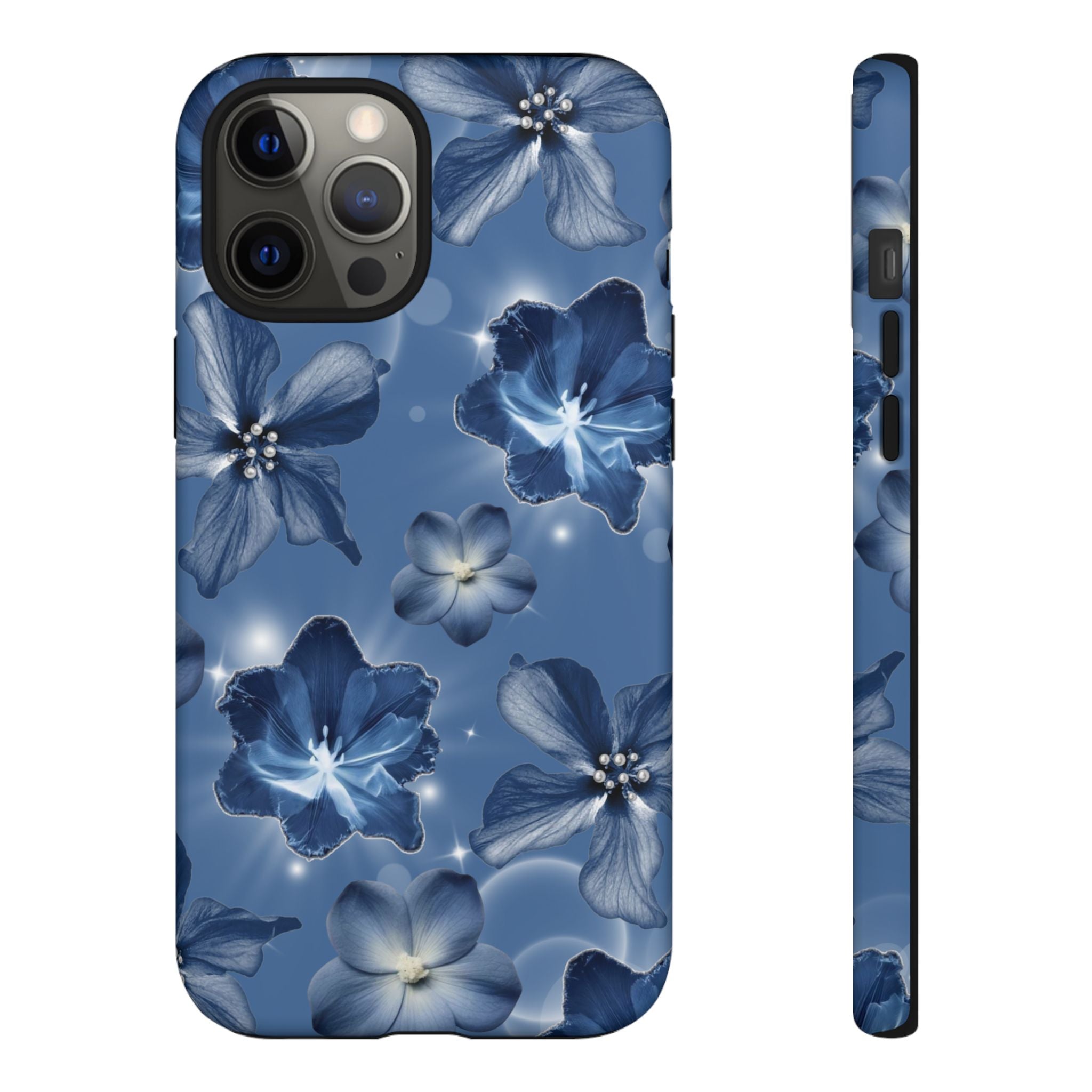 Blue Floral Tough Phone Case — Protective Blossom Design