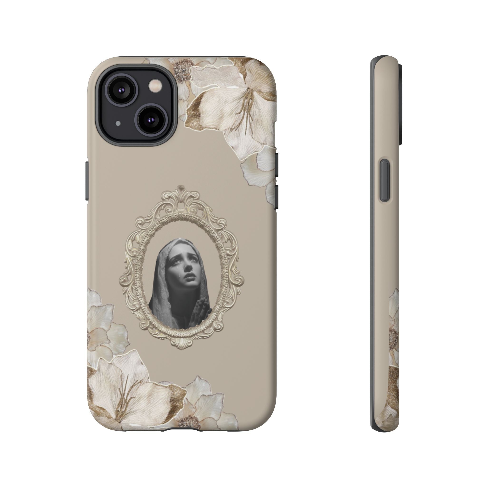 Vintage Floral Phone Case with Sacred Madonna Portrait