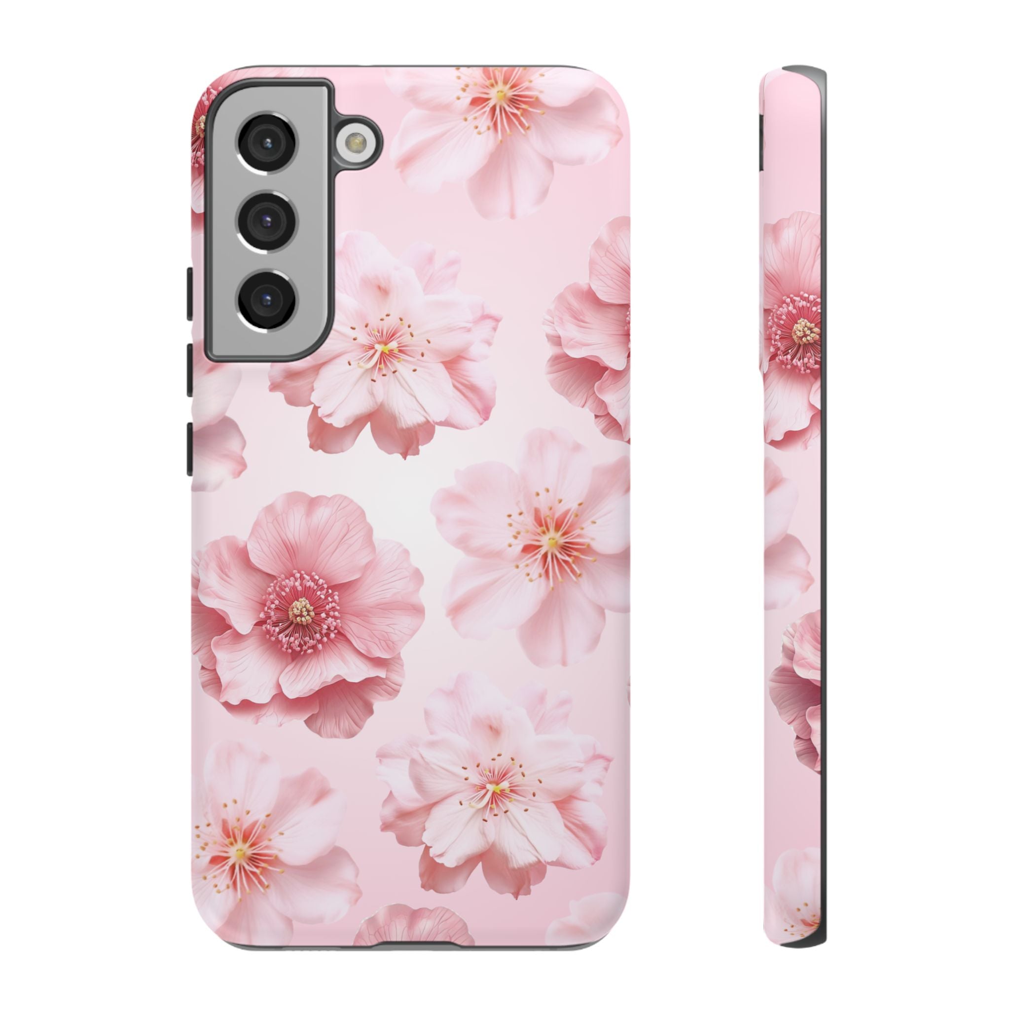 Pink Floral Tough Phone Case — Protective Sakura Blossom Design