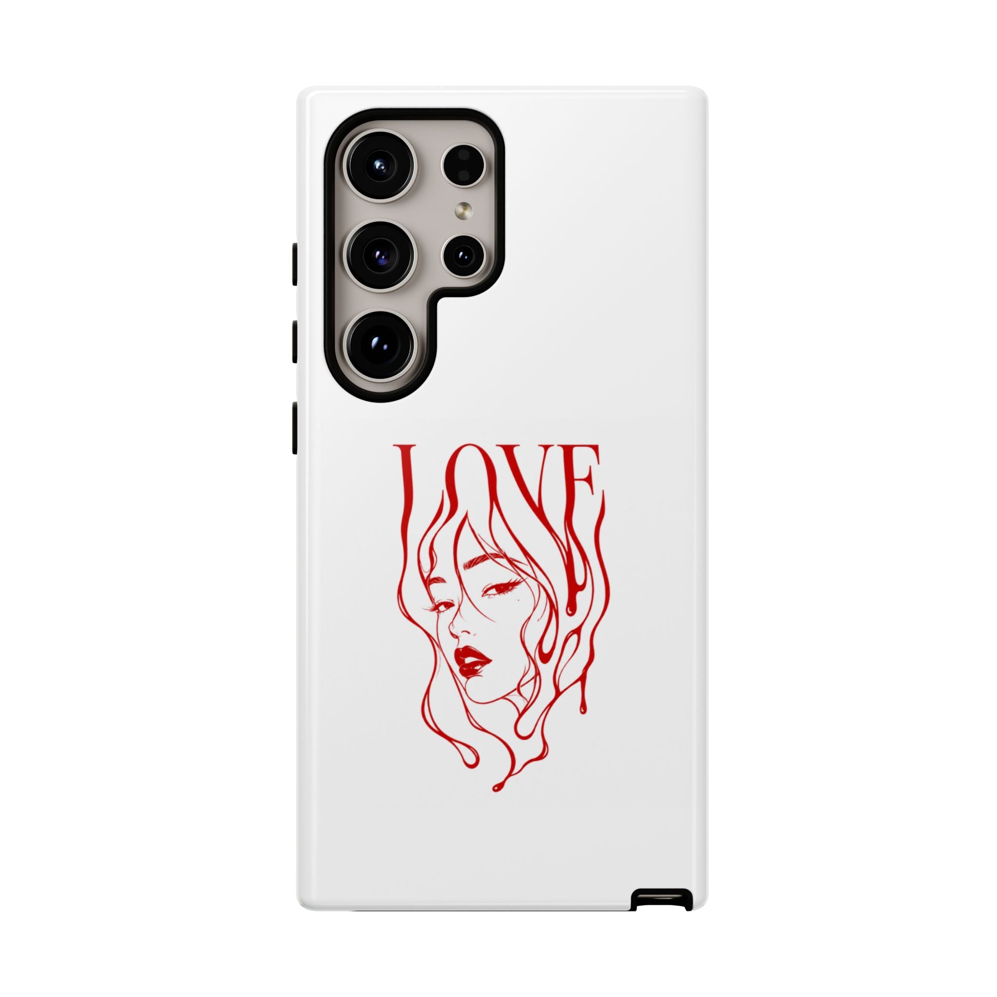 Red Line Art 'Love' Face Design - Tough Case