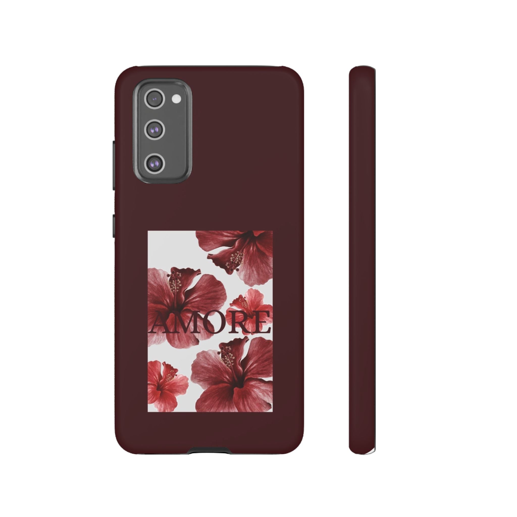 Amore Floral Phone Case — Burgundy Tough Protective Cover